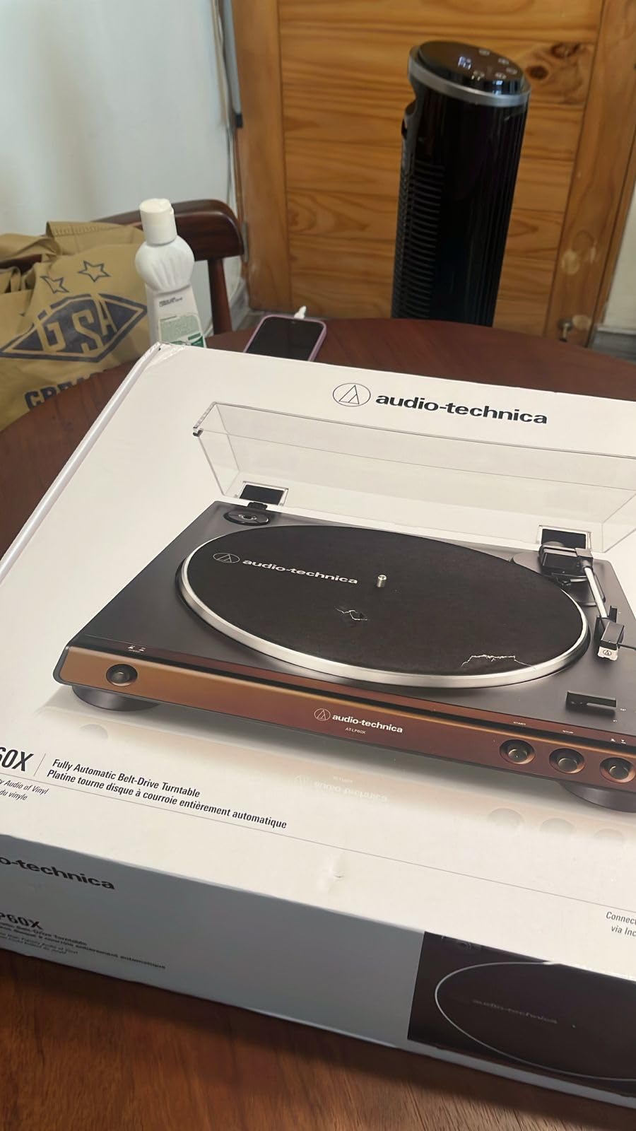 Audio-Technica AT-LP60X-BK Fully Automatic Belt-Drive Stereo Turntable, Black, Hi-Fi, 2 Speed, Dust Cover, Anti-Resonance, Die-Cast Aluminum Platter Customer Review Audio-Technica AT-LP60X-BK Fully Automatic Belt-Drive Stereo Turntable, Black, Hi-Fi, 2 Speed, Dust Cover, Anti-Resonance, Die-Cast Aluminum Platter - Customer Photo 2
