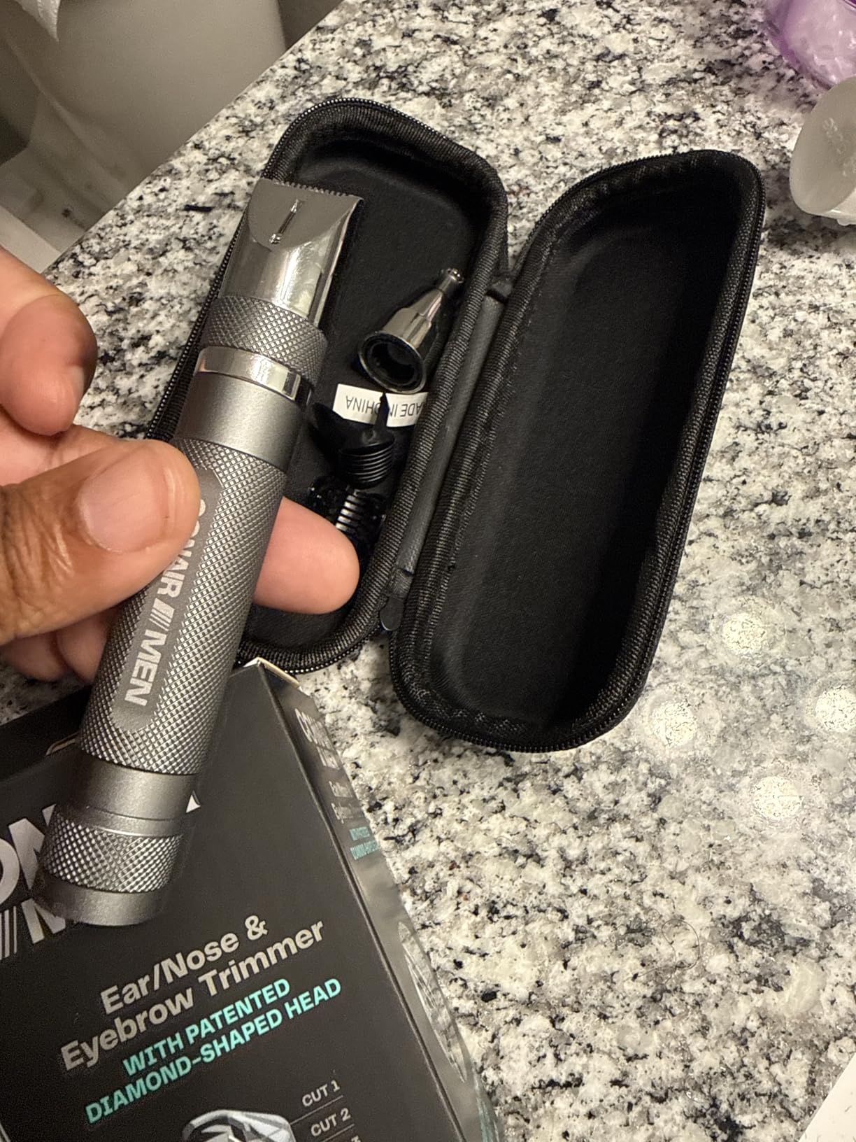 ConairMan Nose Hair Trimmer for Men, For Nose, Ear, and Eyebrows, Patent 360 Bevel Blade for No Pull, No Snag Trimming Experience, Cordless Lithium-Powered Trimmer with Drawstring Bag - Customer Photo 2
