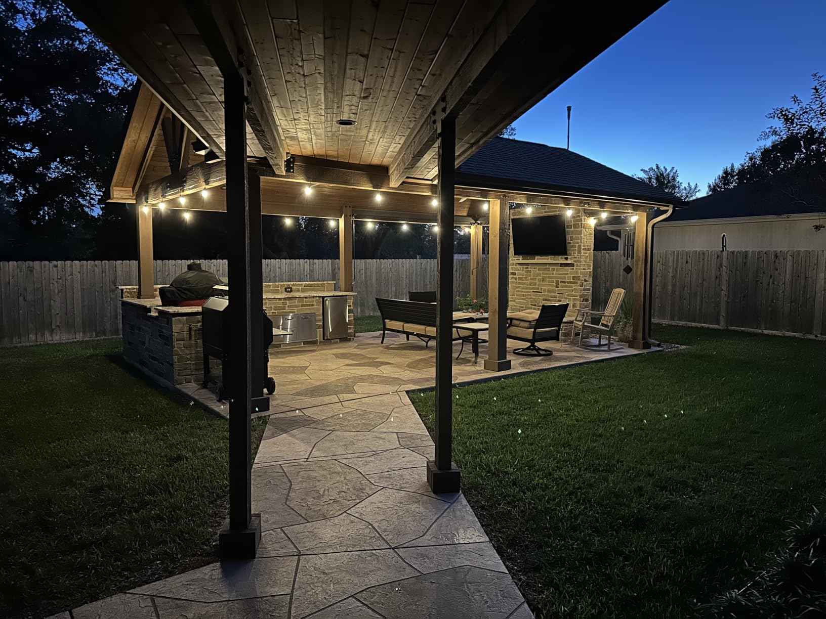 addlon LED Outdoor String Lights 48FT with Edison Vintage Shatterproof Bulbs and Commercial Grade Weatherproof Strand - ETL Listed Decorative Lights for Patio Garden - Customer Photo 1