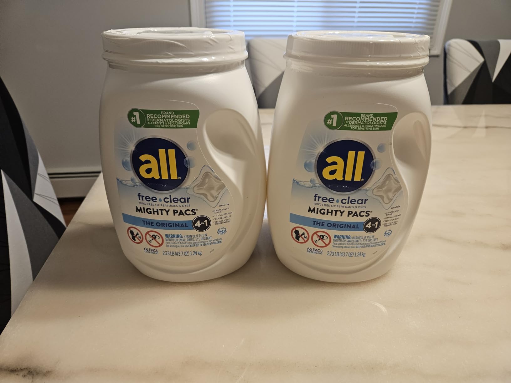All Mighty Pacs Laundry Detergent, Free Clear for Sensitive Skin, Tub, 60 Count - Customer Photo 1