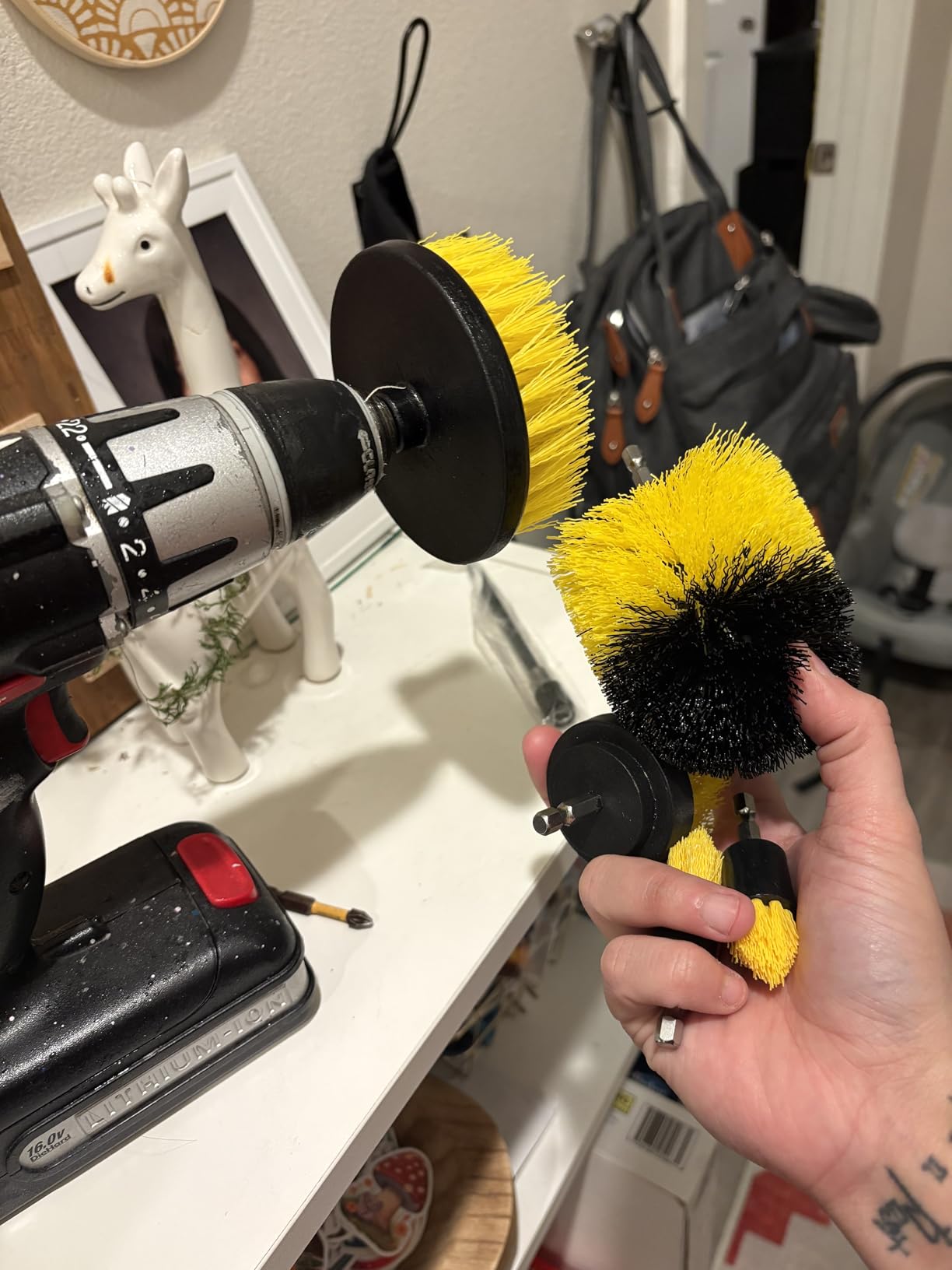 Holikme 6Pack Drill Brush Power Scrubber Cleaning Brush Extended Long Attachment Set All Purpose Drill Scrub Brushes Kit for Grout, Floor, Tub, Shower, Tile, Bathroom and Kitchen Surface - Customer Photo 2
