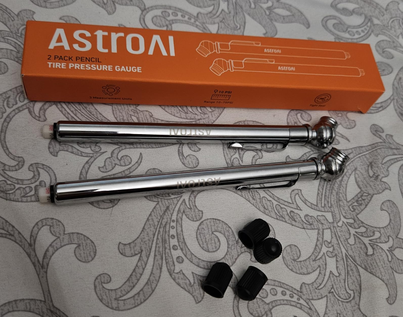 AstroAI Pencil Tire Pressure Gauge 2 Pack 10-75PSI, Calibrated to ANSI B40.1 Grade B (2%), Stainless Steel Body, Metal Made Nozzle 3 Measurements for Cars, Bikes, Vehicles Customer Review AstroAI Pencil Tire Pressure Gauge 2 Pack 10-75PSI, Calibrated to ANSI B40.1 Grade B (2%), Stainless Steel Body, Metal Made Nozzle 3 Measurements for Cars, Bikes, Vehicles - Customer Photo 1