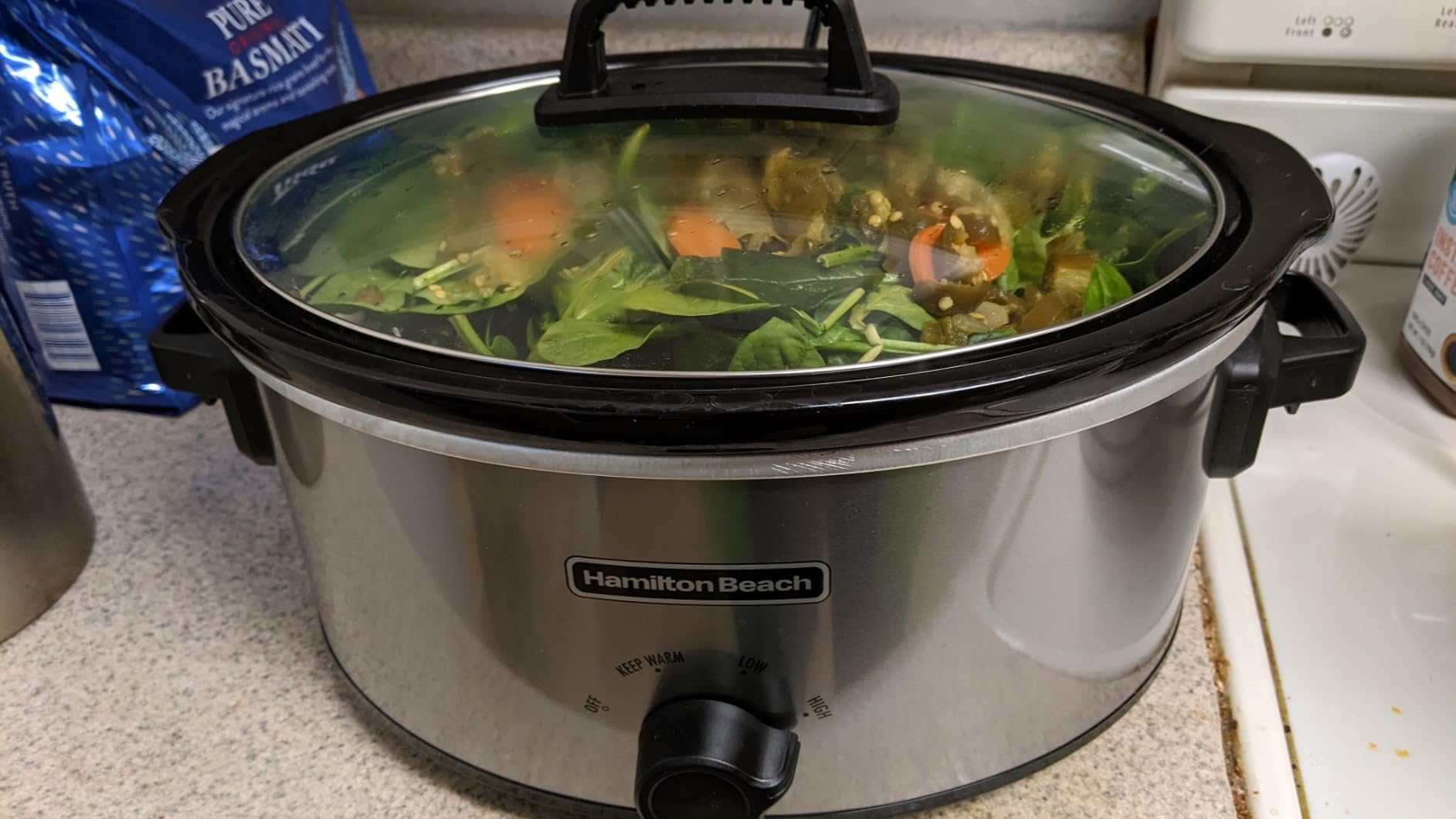 Hamilton Beach 6-Quart Slow Cooker with 3 Cooking Settings, Dishwasher-Safe Stoneware Crock & Glass Lid, Silver (33665G) - Customer Photo 5