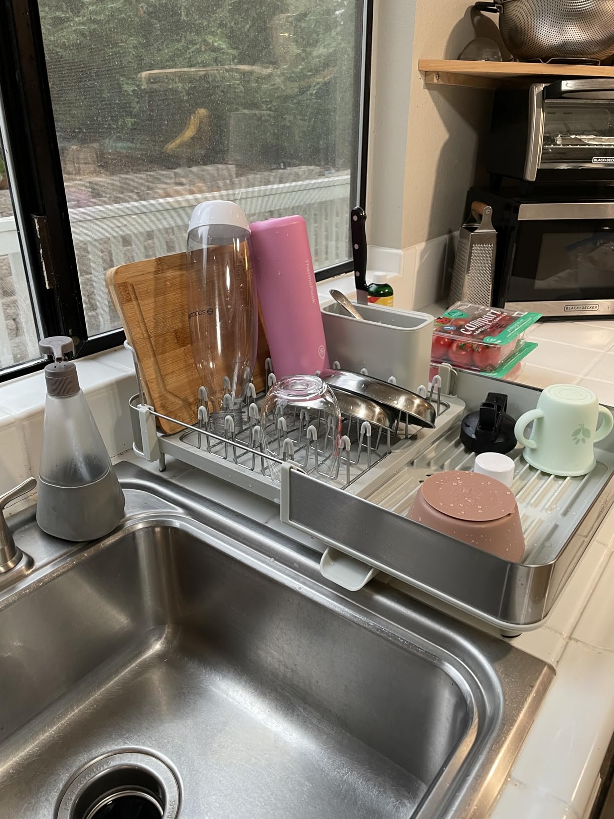 Joseph Joseph Extendable Dish Drying Rack with Dual Parts - Stainless Steel, Non-Scratch, Movable Utensil Drainer & Drainage Spout, Gray Customer Review Joseph Joseph Extendable Dish Drying Rack with Dual Parts - Stainless Steel, Non-Scratch, Movable Utensil Drainer & Drainage Spout, Gray - Customer Photo 1