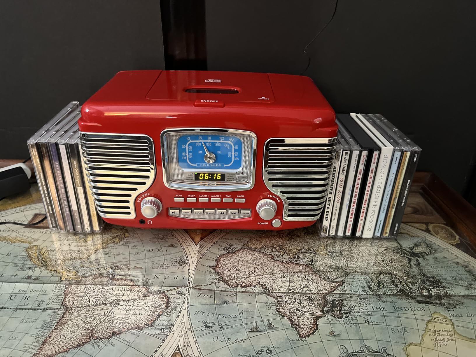 Crosley CR612B-RE Corsair Retro AM/FM Alarm Clock Radio and CD Player with Stereo Bluetooth Speakers - Customer Photo 2