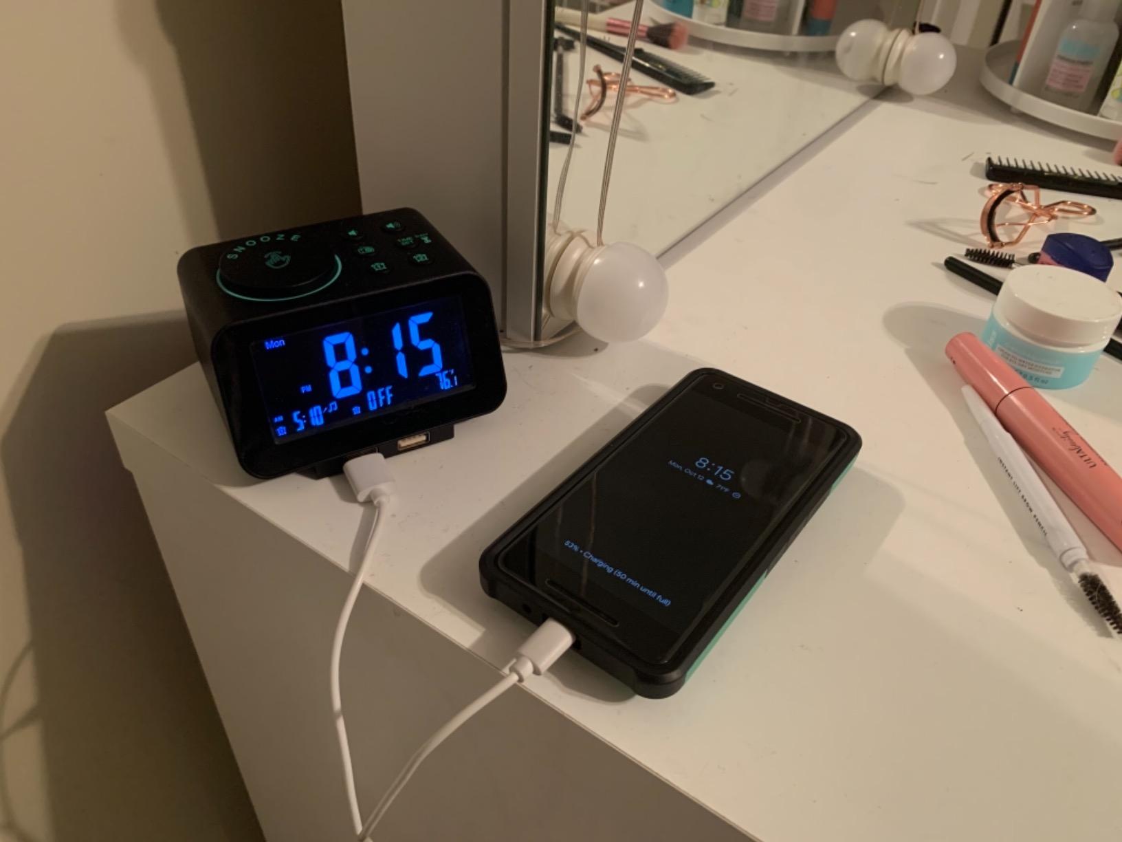 uscce Digital Dual Alarm Clock Radio - 0-100% Dimmer with Weekday/Weekend Mode, 6 Sounds Adjustable Volume - Customer Photo 2