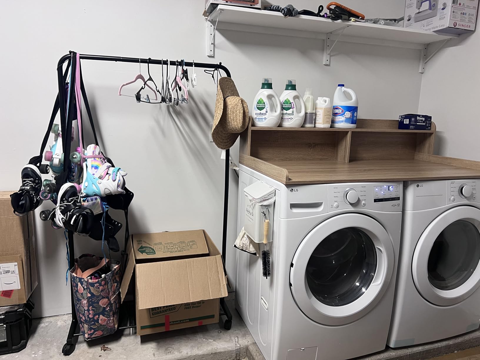 SONGMICS Clothes Rack with Wheels, Clothing Rack for Hanging Clothes, 25.4 mm Metal Garment Rack with Dense Mesh Storage Shelf, 110 lb Load Capacity, 2 Brakes, Black UHSR25BK - Customer Photo 1