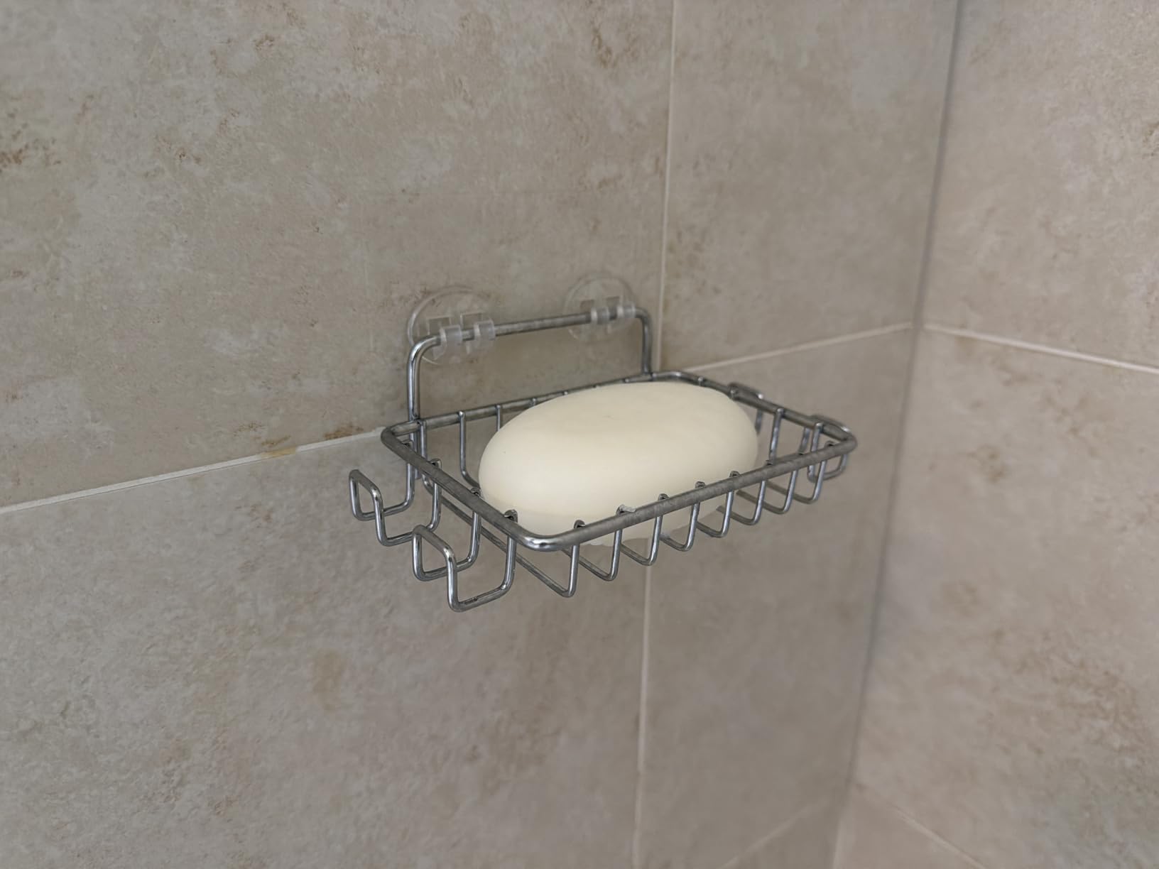 Nieifi Bar Soap Holder for Shower Wall with 4 Hooks, Stainless Steel Adhesive Soap Dish for Bathroom, Silver - Customer Photo 1