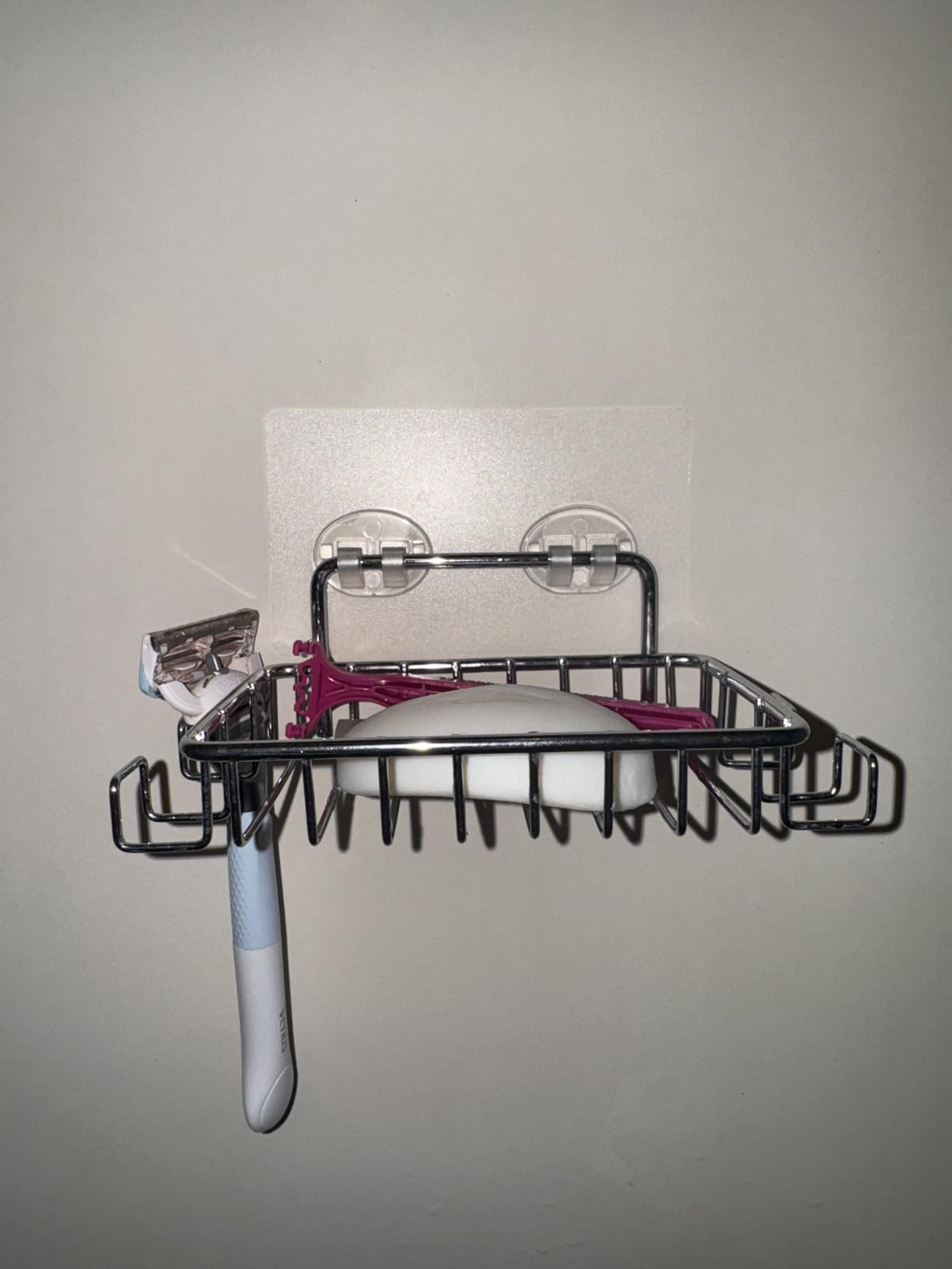 Nieifi Bar Soap Holder for Shower Wall with 4 Hooks, Stainless Steel Adhesive Soap Dish for Bathroom, Silver - Customer Photo 2