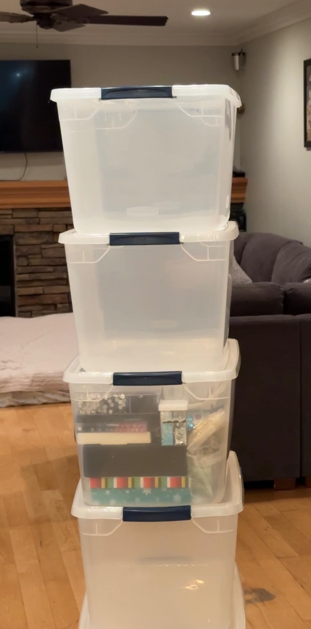 Rubbermaid Cleverstore Clear 32 Qt, 6 Pack Stackable Plastic Storage Bins with Lids, Great for Closet and Laundry Storage, Organizing in the Home customer photo 2