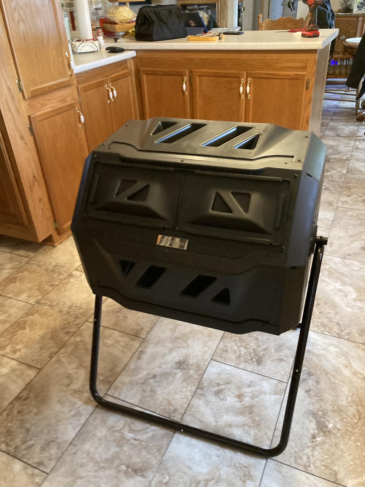 VIVOSUN Outdoor Tumbling Composter Dual Rotating Batch Compost Bin, 43 Gallon Black Door - Customer Photo 1