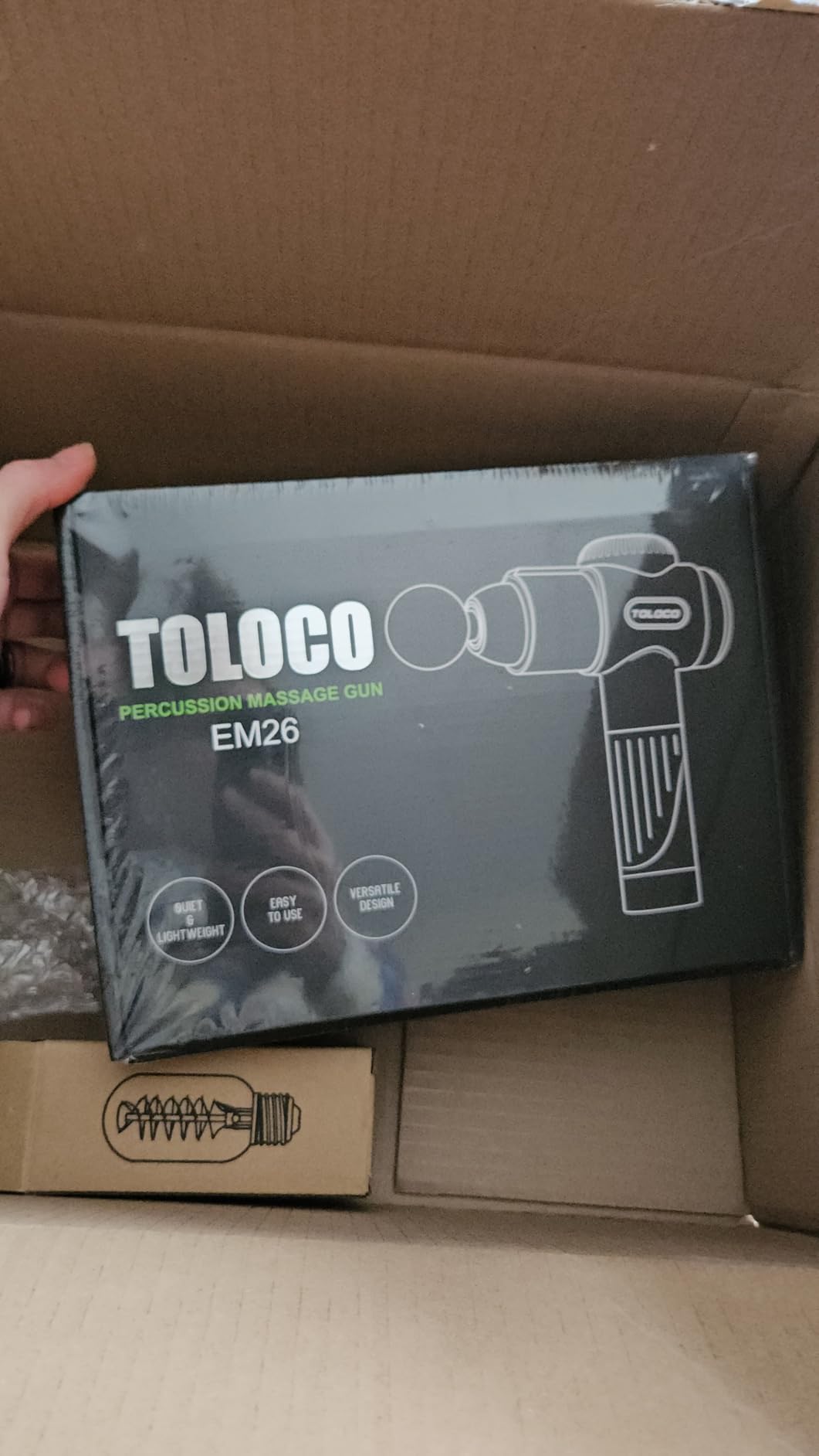 TOLOCO Massage Gun, Deep Tissue Back Massage for Athletes for Pain Relief, Percussion Massager with 10 Massages Heads & Silent Brushless Motor, Valentines Day Gifts for Him Her, Black - Customer Photo 1