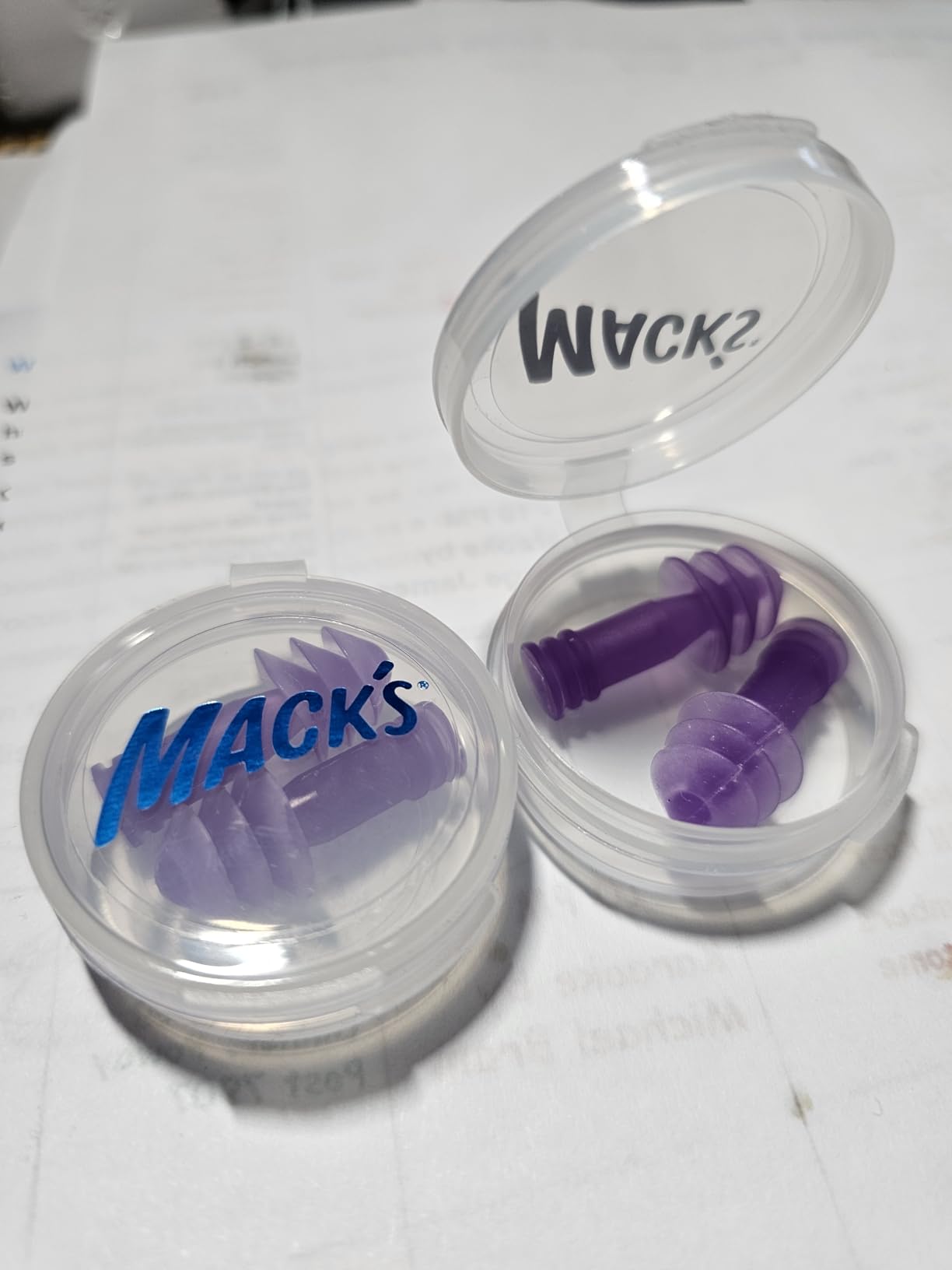 Mack's AquaBlock Swimming Earplugs, 3 Pair - Comfortable, Waterproof, Reusable Silicone Ear Plugs for Swimming, Snorkeling, Showering, Surfing and Bathing (Purple) Customer Review Mack's AquaBlock Swimming Earplugs, 3 Pair - Comfortable, Waterproof, Reusable Silicone Ear Plugs for Swimming, Snorkeling, Showering, Surfing and Bathing (Purple) - Customer Photo 1
