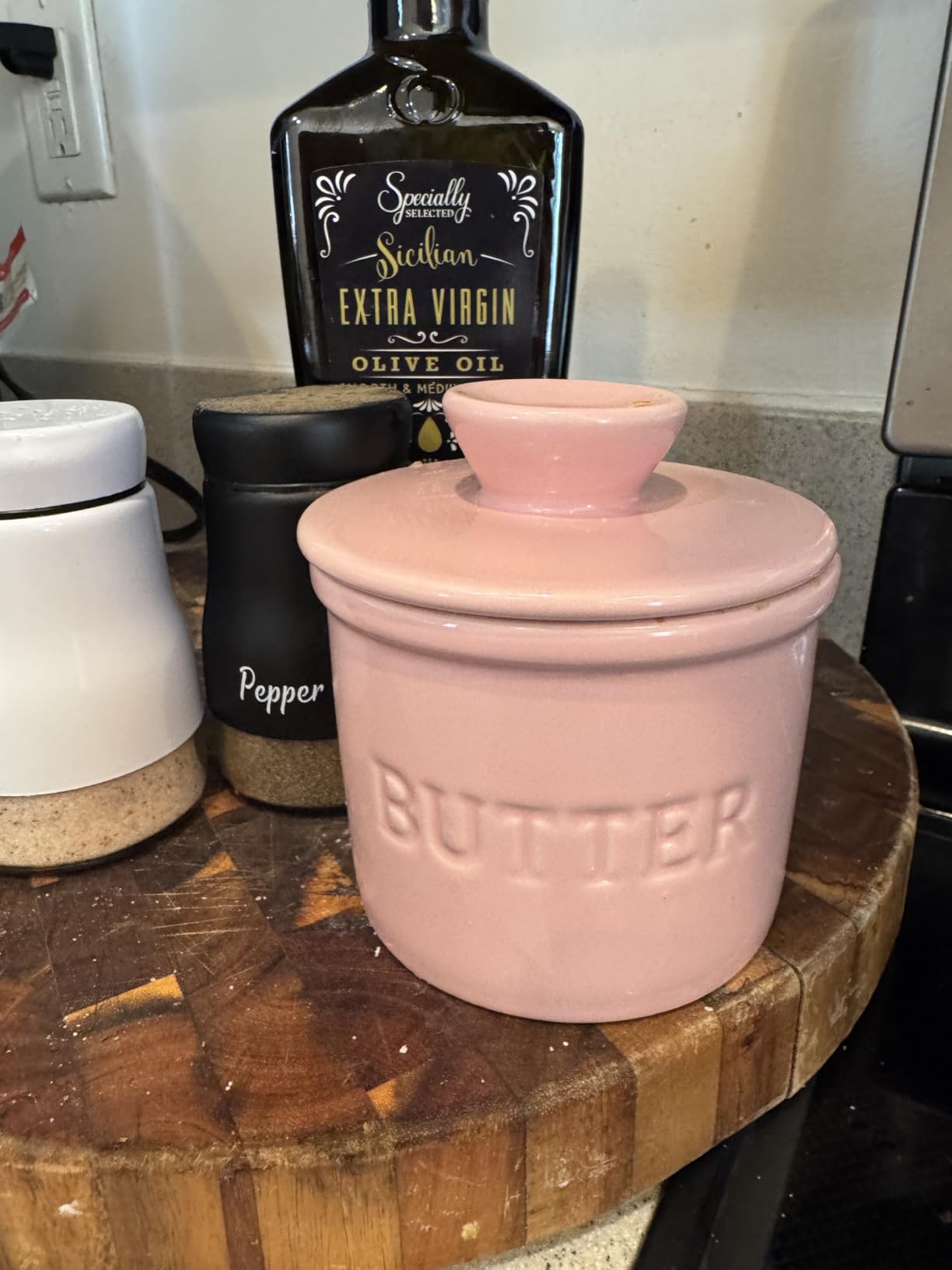 Priority Chef Butter Crock with Lid with Water Line, Ceramic French Butter Dish to Leave On Counter, White - Customer Photo 1