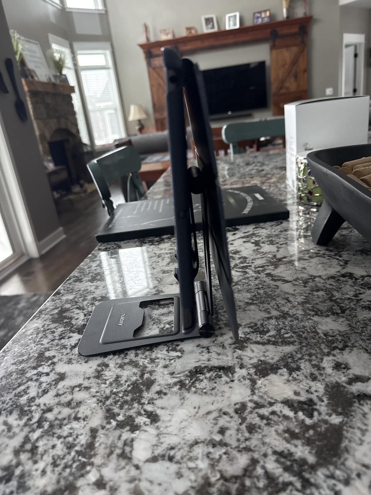 Nulaxy Aluminum Dual Foldable iPad Stand, Fully Adjustable Desktop Tablet Holder, Tablet Accessories for Office Kindle Compatible with Mobile Devices iPad Pro/Air/Mini, iPhone Pro/Max/Plus, Black Customer Review Nulaxy Aluminum Dual Foldable iPad Stand, Fully Adjustable Desktop Tablet Holder, Tablet Accessories for Office Kindle Compatible with Mobile Devices iPad Pro/Air/Mini, iPhone Pro/Max/Plus, Black - Customer Photo 2
