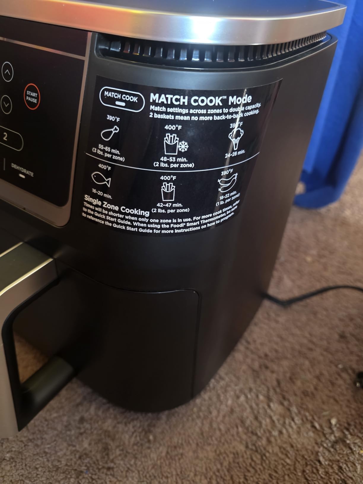 Ninja DZ201 Foodi 8 Quart 6-in-1 DualZone 2-Basket Air Fryer with 2 Independent Frying Baskets, Match Cook & Smart Finish to Roast, Broil, Dehydrate & More for Quick, Easy Meals, Grey customer photo 2