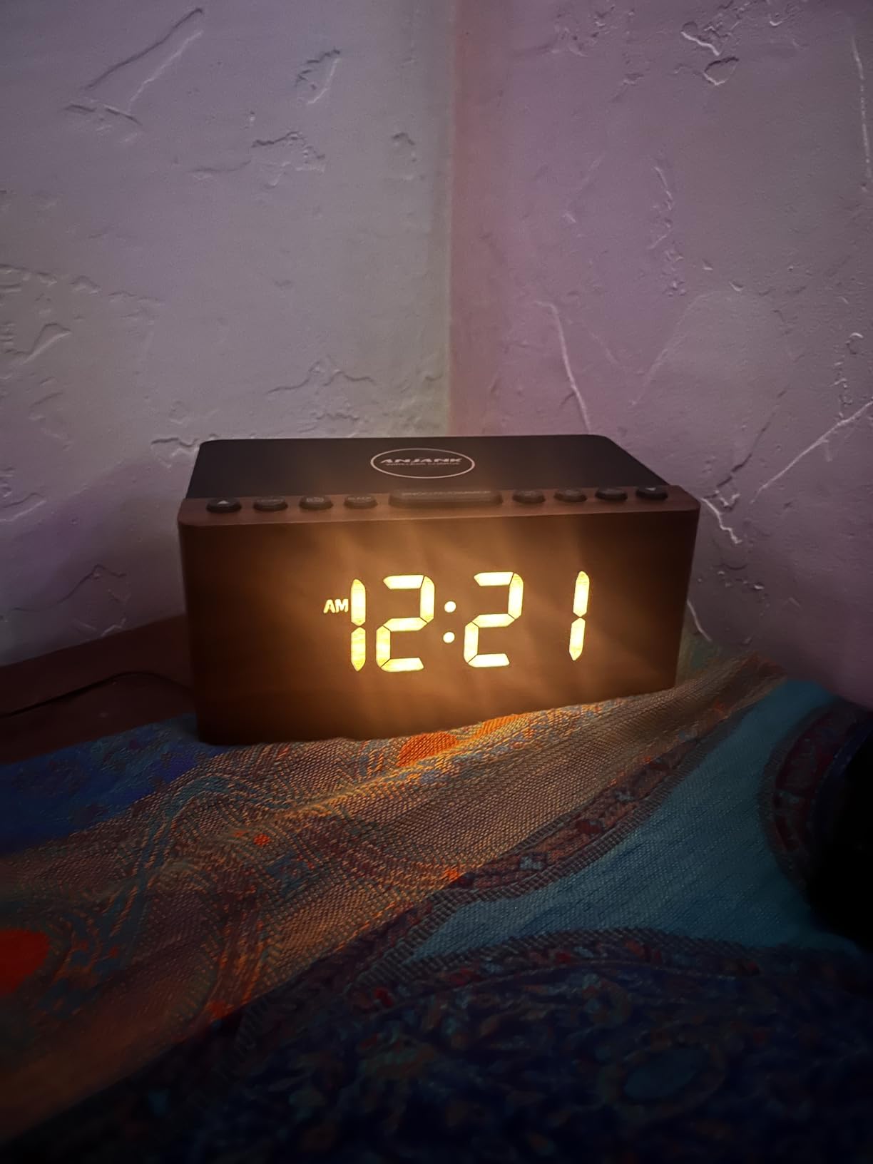 ANJANK Wooden Digital LED Alarm Clock FM Radio, Fast Wireless Charger Station for iPhone/Samsung Galaxy - Customer Photo 1