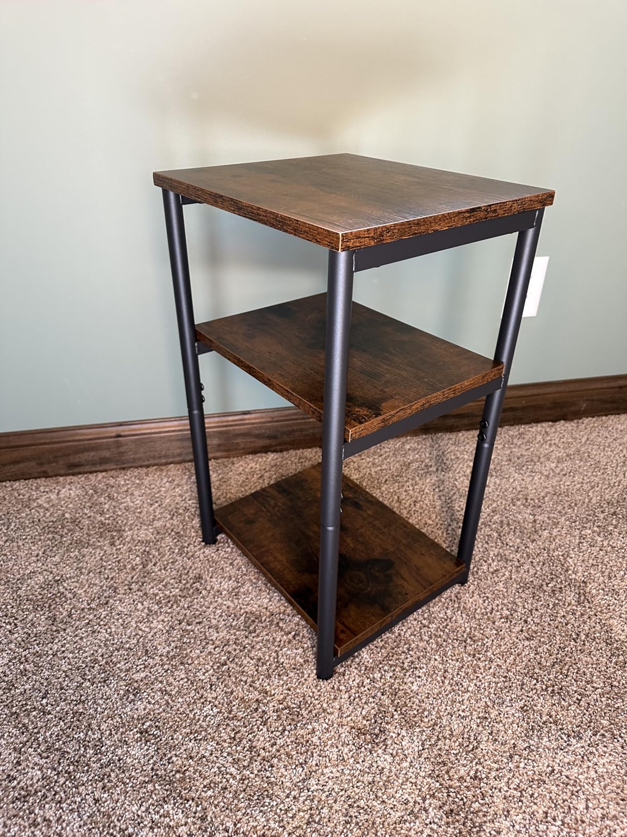 VASAGLE Side Table, Small End Table, Tall Nightstand for Living Room, Bedroom, Office, Bathroom, Rustic Brown and Classic Black ULET273B01 - Customer Photo 1