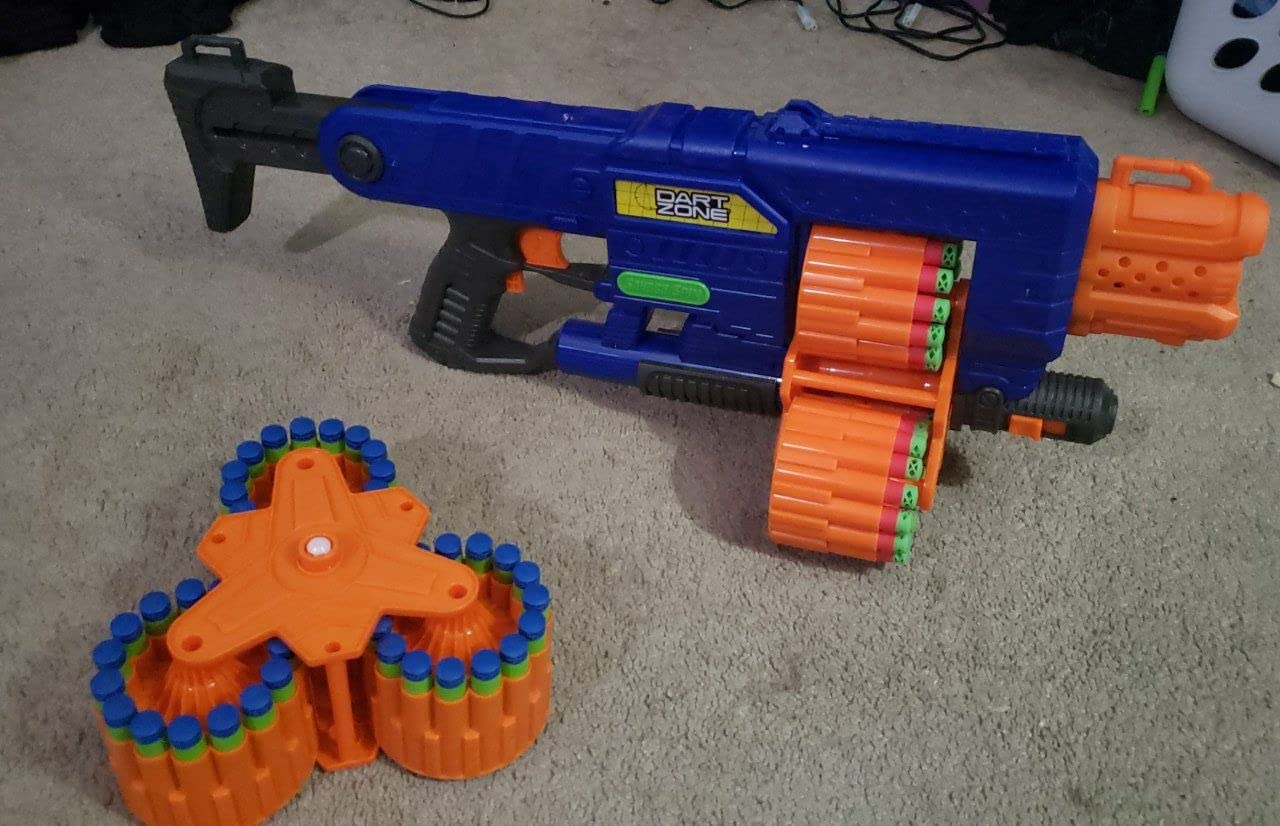 DART ZONE Savage Spin Semi-Auto Foam Dart Blaster – 45-Dart Triple-Drum Motorized Foam Dart Gun – NERF Dart Compatible Soft Bullet Toy Gun for Kids w. 90 Darts – 80 ft Range Customer Review DART ZONE Savage Spin Semi-Auto Foam Dart Blaster – 45-Dart Triple-Drum Motorized Foam Dart Gun – NERF Dart Compatible Soft Bullet Toy Gun for Kids w. 90 Darts – 80 ft Range - Customer Photo 2