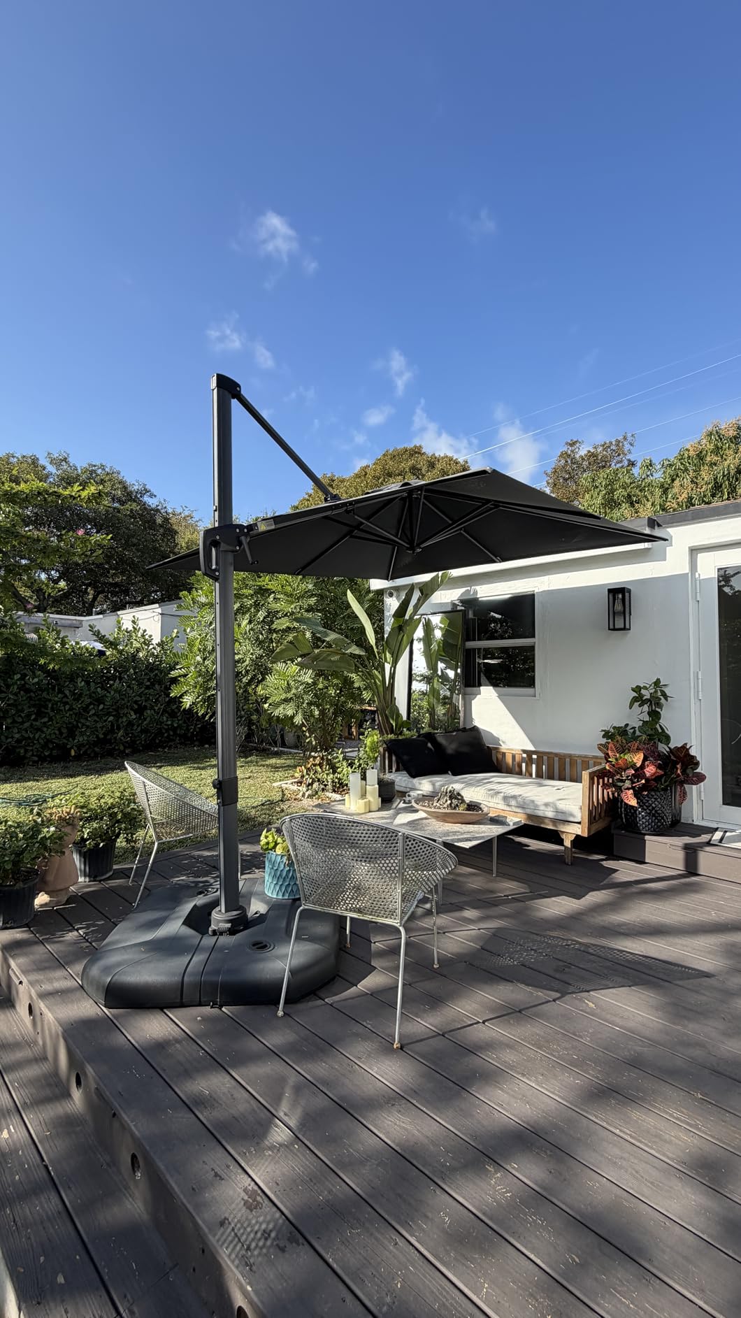 PURPLE LEAF 9' X 11.5' Patio Umbrella Outdoor Cantilever Rectangle Umbrella Aluminum Offset Umbrella with 360-degree Rotation for Garden Deck Pool Patio, Beige - Customer Photo 1