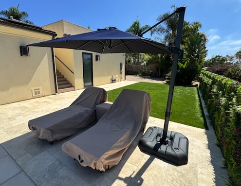 PURPLE LEAF 9' X 11.5' Patio Umbrella Outdoor Cantilever Rectangle Umbrella Aluminum Offset Umbrella with 360-degree Rotation for Garden Deck Pool Patio, Beige - Customer Photo 3