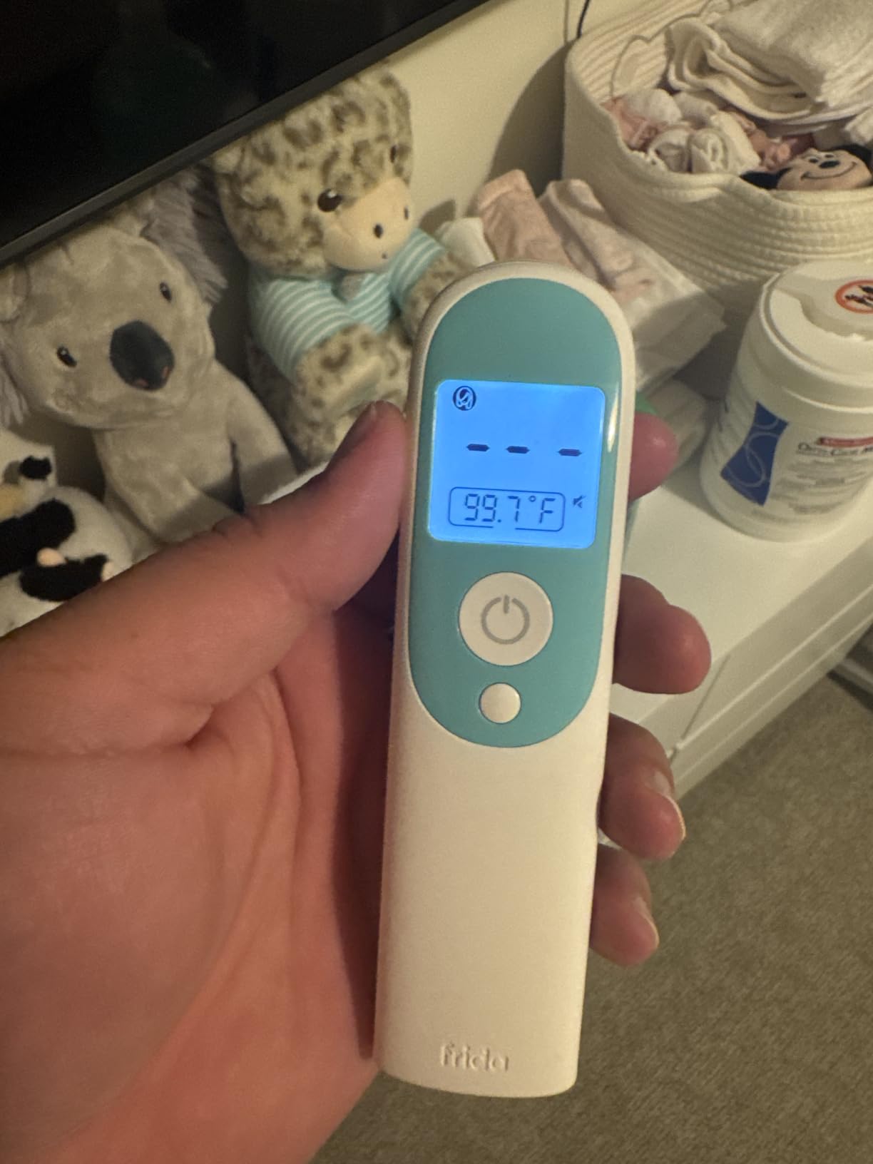 Frida Baby Thermometer, 3-in-1 Infrared Thermometer for Ear, Forehead & Touchless, Fever Thermometer for Baby, Infants, Toddlers, Kids & Adults Customer Review Frida Baby Thermometer, 3-in-1 Infrared Thermometer for Ear, Forehead & Touchless, Fever Thermometer for Baby, Infants, Toddlers, Kids & Adults - Customer Photo 1