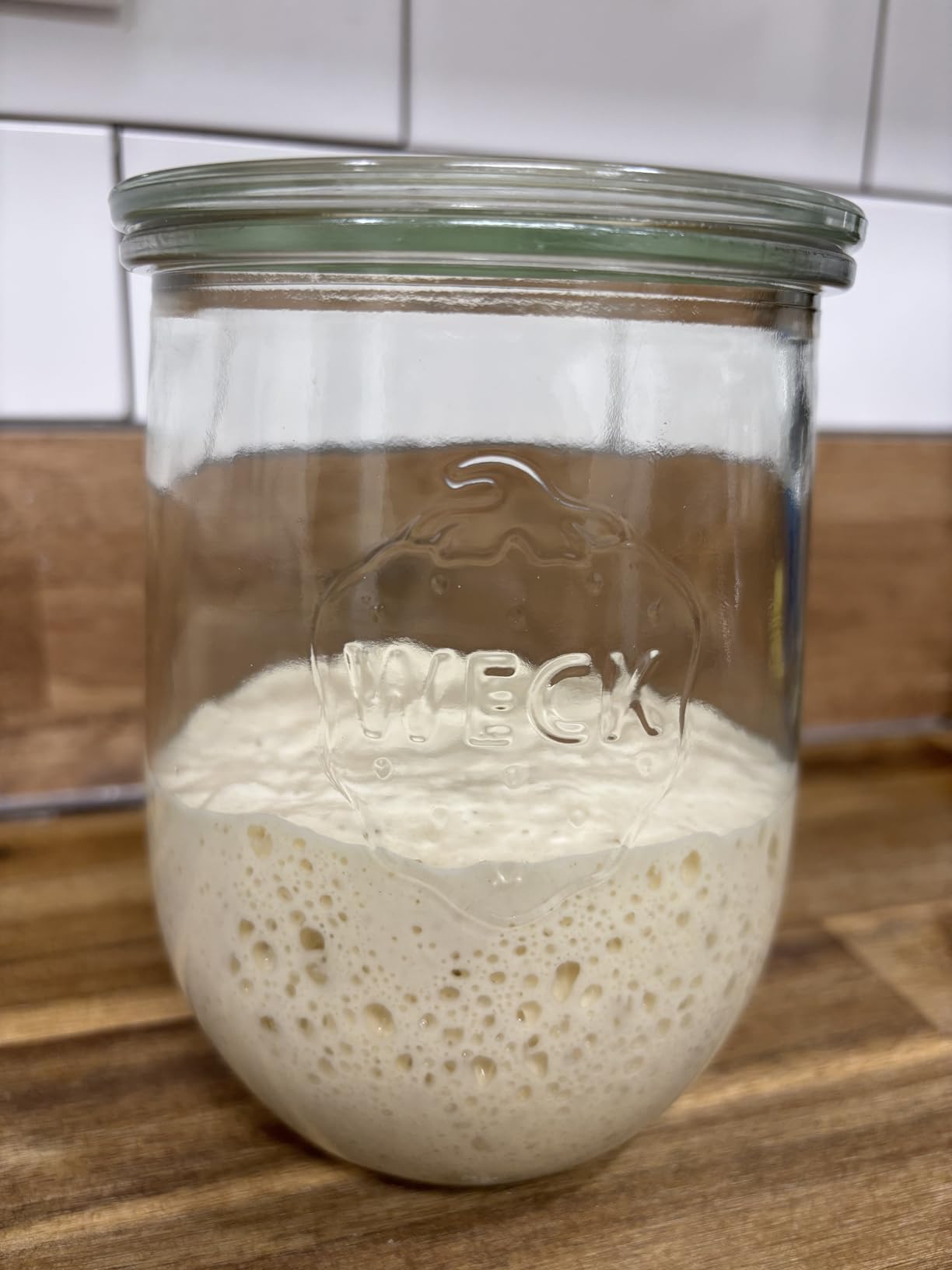 Weck Tulip Jar - Sour Dough Starter Jars for Sourdough - 1 x WECK 745 Large Clear Jar with Wide Mouth - 1 Liter Includes Glass Lid, rubber seal and steel clips - Customer Photo 1