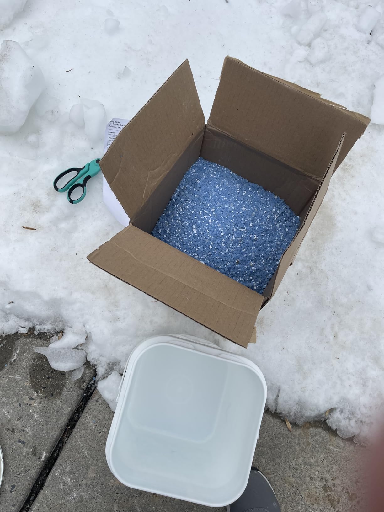 National Blue Ice Melt and Snow Salt 20lb Bucket - Fast Acting Ice Melter - Pet, Plant and Concrete Friendly, Environmentally Safe - Free of Magnesium Chloride - Melts to -15°F - Customer Photo 1