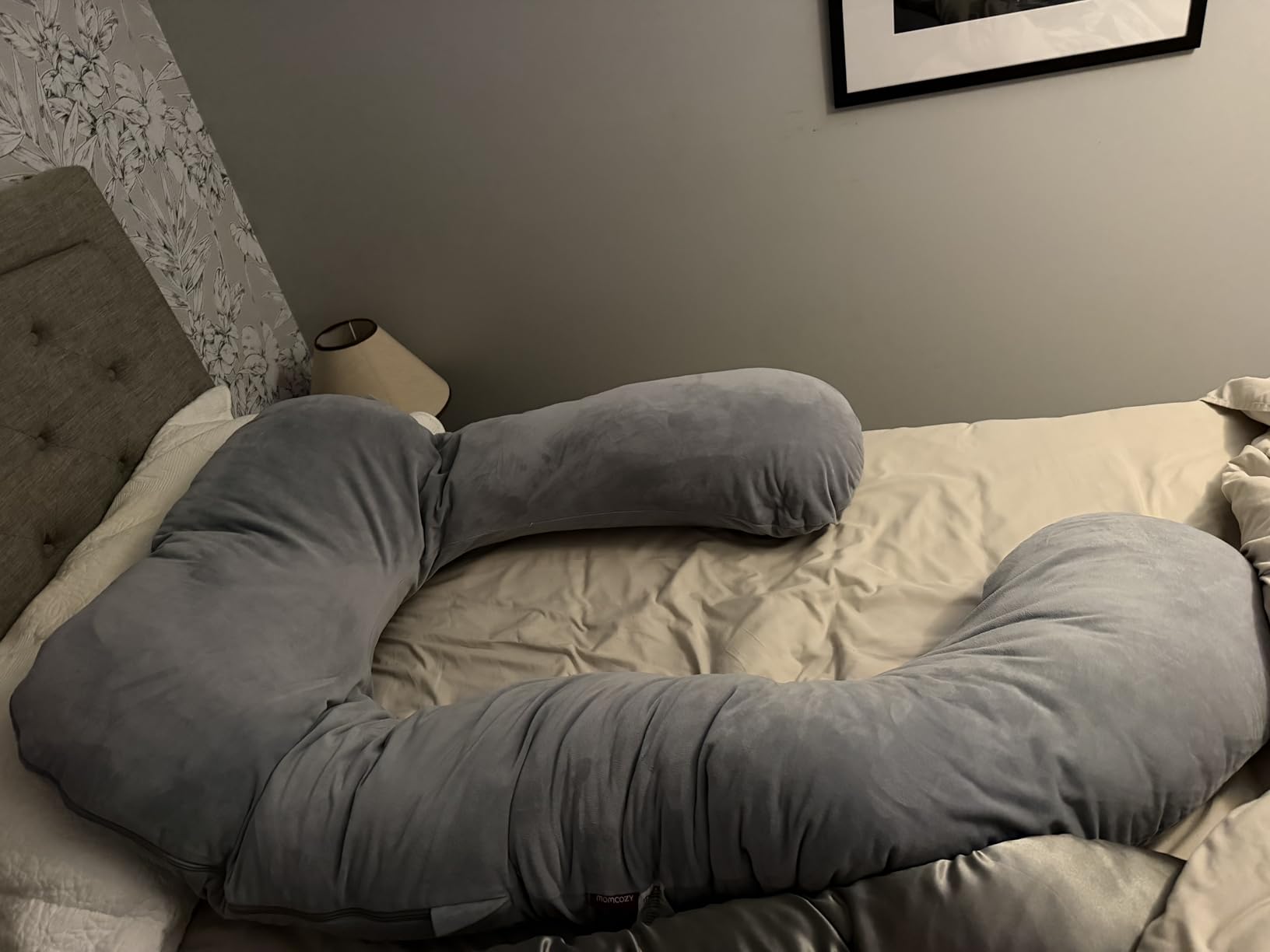 Momcozy Pregnancy Pillows for Sleeping, U Shaped Full Body Maternity Pillow with Removable Cover - Support for Back, Legs, Belly, HIPS for Pregnant Women, 57 Inch Pregnancy Pillow for Women, Grey customer photo 2