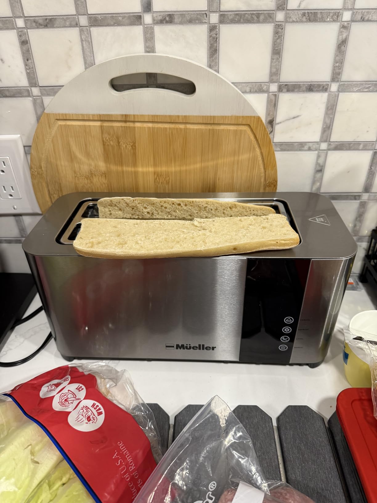 Mueller UltraToast Full Stainless Steel Toaster 4 Slice, Long Extra-Wide Slots for Bagels and Waffles, 6 Browning Levels, LED Display, Cancel/Defrost/Reheat Functions & Removable Tray, Kitchen Gadgets - Customer Photo 1