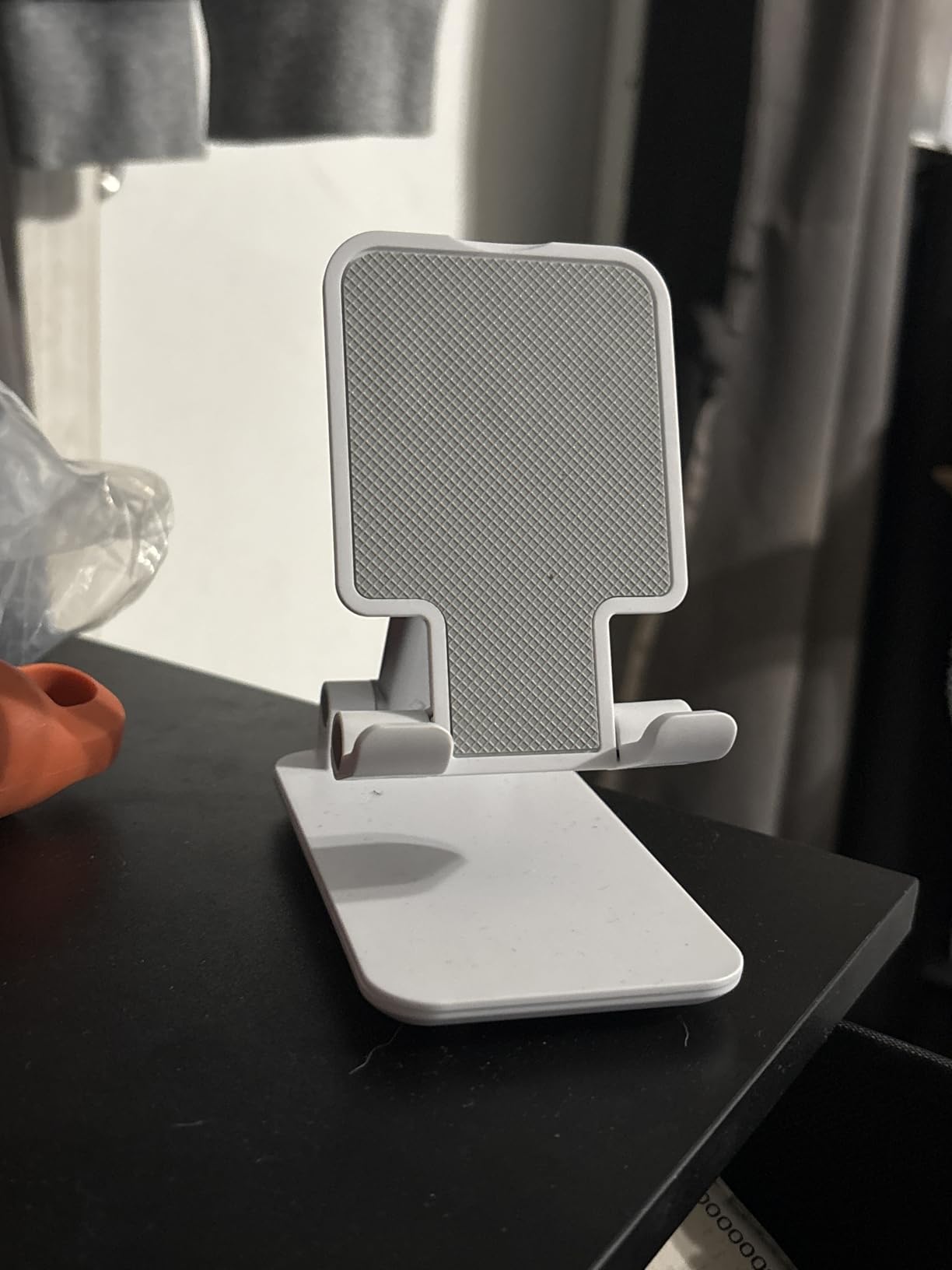 Cell Phone Stand, Angle Height Adjustable Cell Phone Holder with Silicon Pad for Desk Fully Forldable Mobile Phone Holder Compatible with All Mobile Phones, MT-6, (White) - Customer Photo 2