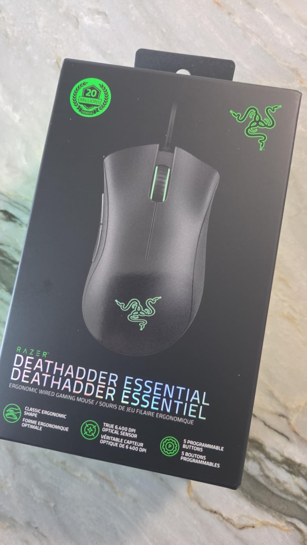 Razer DeathAdder Essential Gaming Mouse: 6400 DPI Optical Sensor - 5 Programmable Buttons - Mechanical Switches - Rubber Side Grips - Classic Black - Customer Photo 1