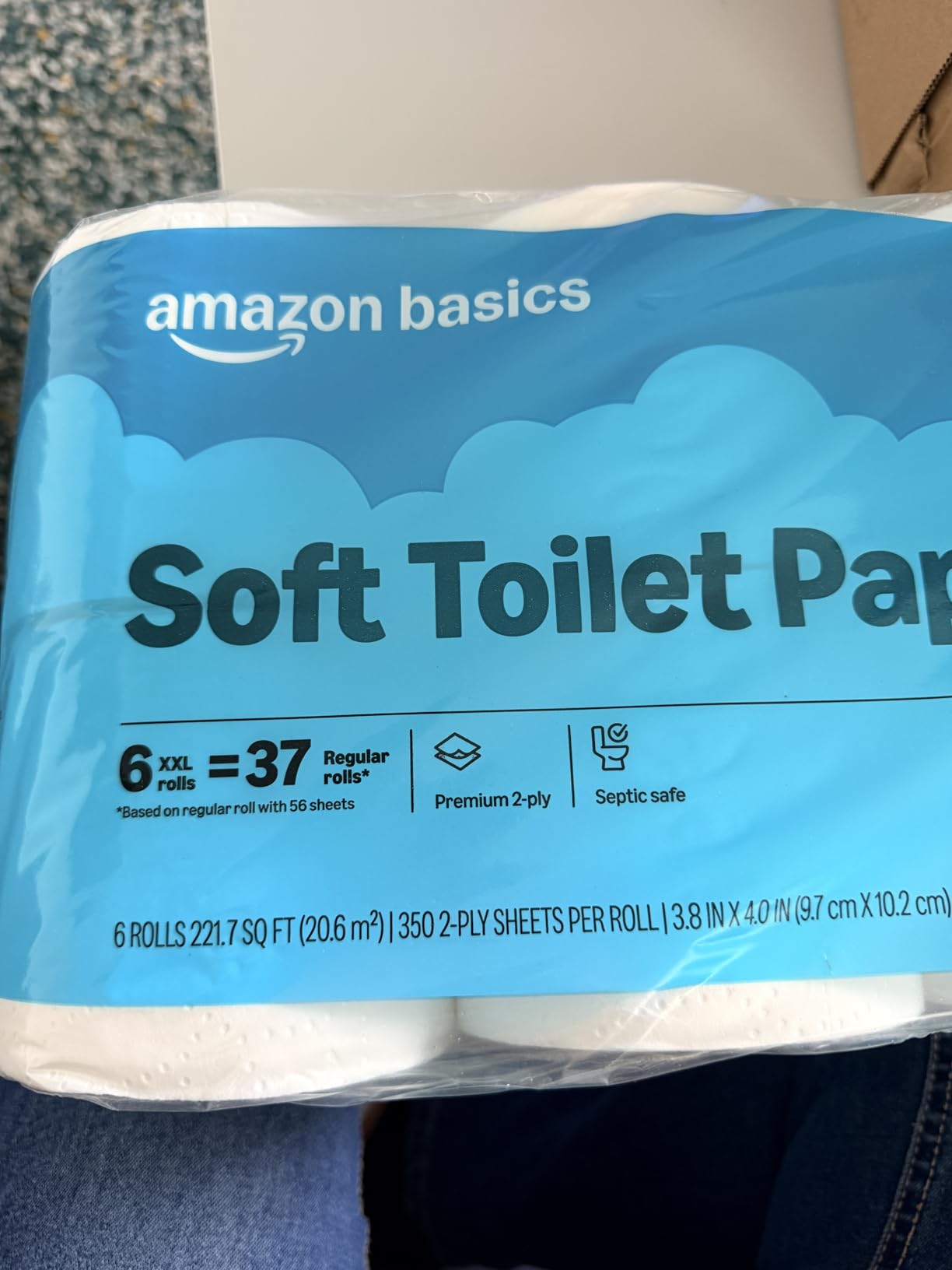 Amazon Basics 2-Ply Soft Toilet Paper, 30 Rolls (5 Packs of 6), 350 Sheets per Roll, Septic Safe, Equivalent to 185 Regular Rolls Customer Review Amazon Basics 2-Ply Soft Toilet Paper, 30 Rolls (5 Packs of 6), 350 Sheets per Roll, Septic Safe, Equivalent to 185 Regular Rolls - Customer Photo 2