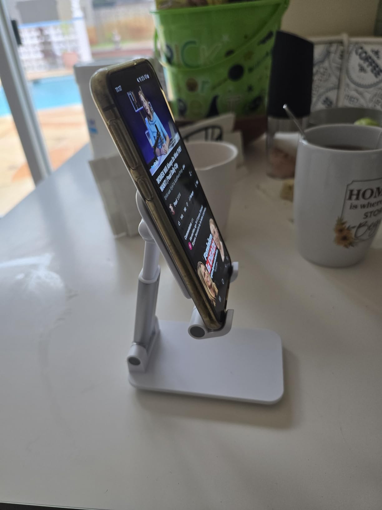 2 Pcs Cell Phone Stand, Adjustable Angle Height Phone Stand for Desk, Fully Foldable/Portable Phone Holder, Compatible for iPhone 16/15/14/13/12/Smartphones - Customer Photo 2