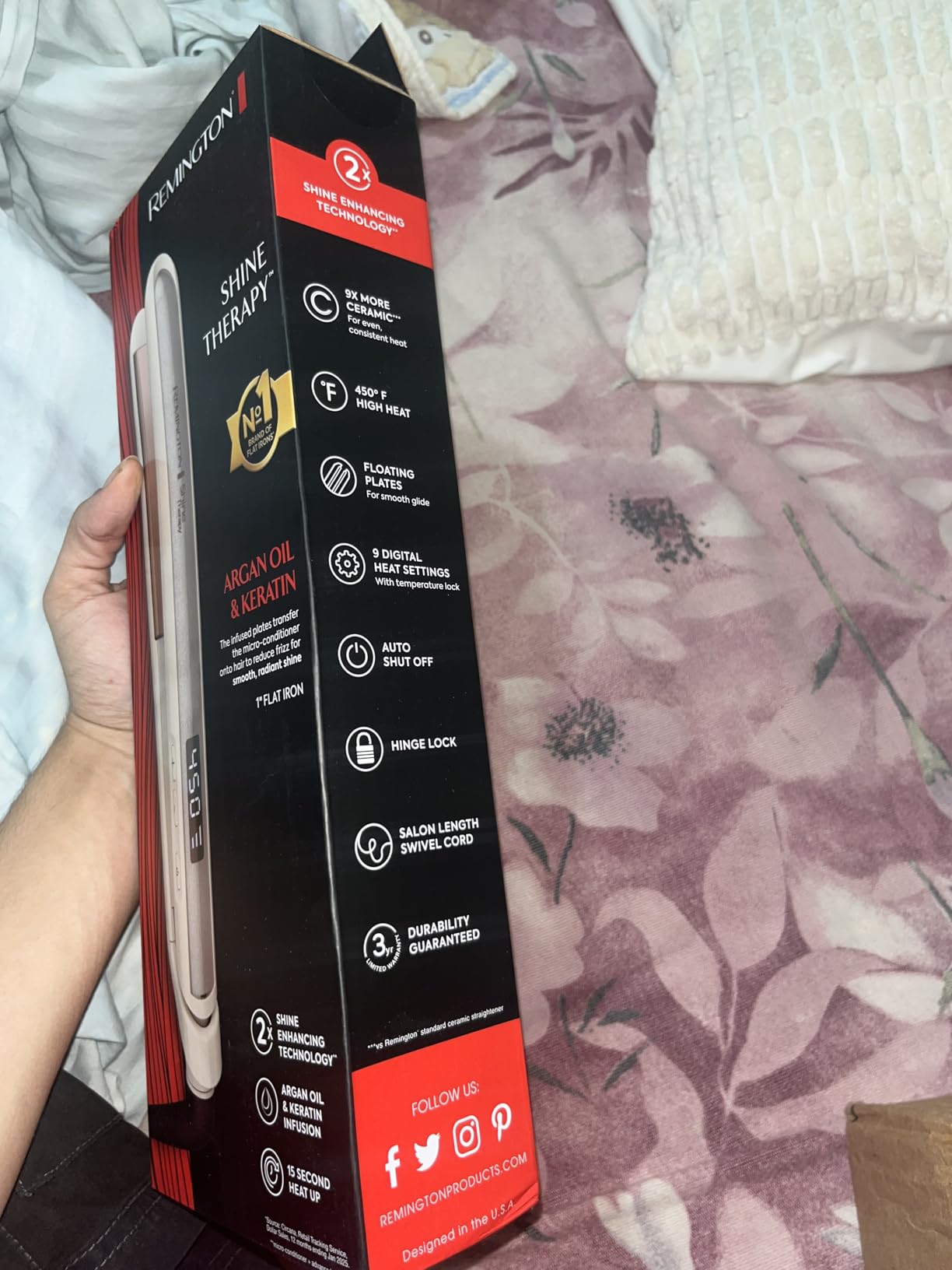 Remington Shine Therapy 1 inch Hair Straightener Iron, Flat Iron Infused with Argan Oil & Keratin, Professional Ceramic Flat Iron for Less Frizz, Shines and Smooth, Styling Tools customer photo 2