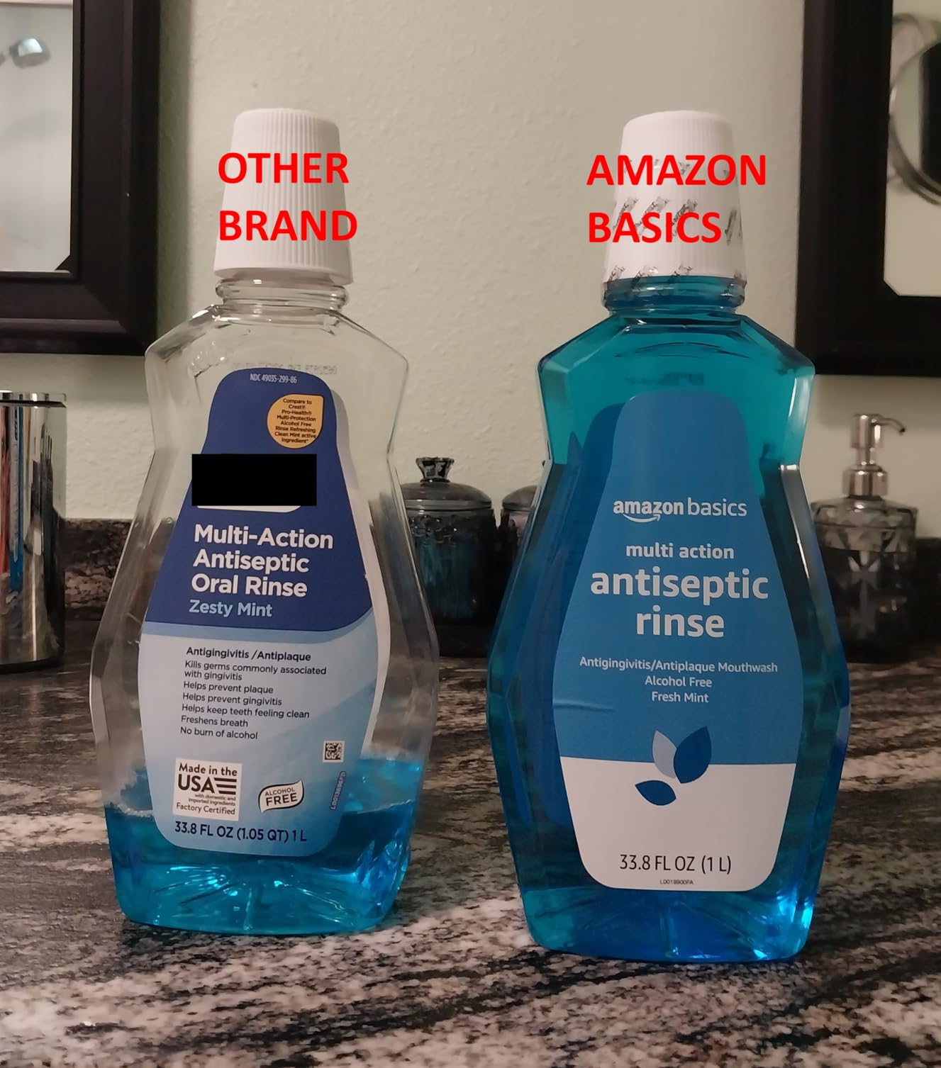 Amazon Basics Multi Action Antiseptic Rinse, Alcohol Free, Fresh Mint, 1 Liter, 33.8 Fluid Ounces, 1-Pack (Previously Solimo) - Customer Photo 3