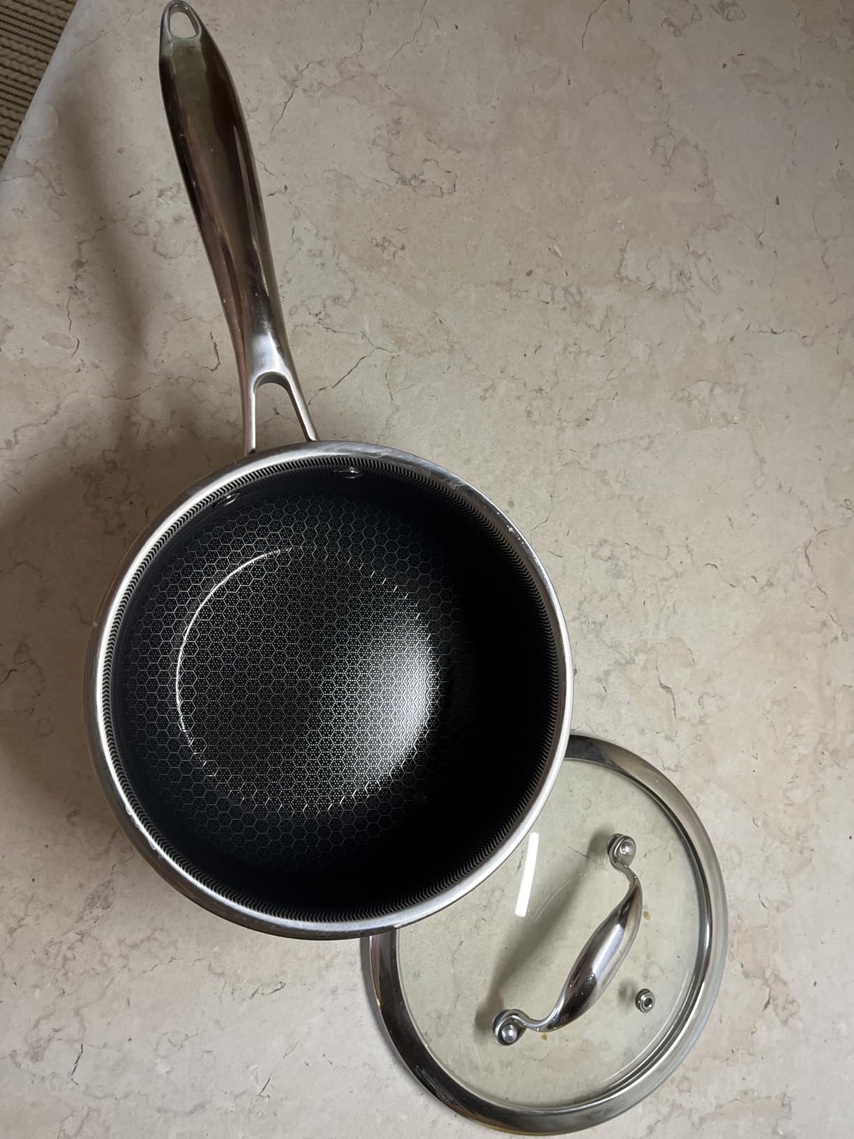HexClad Hybrid Nonstick 1-Quart Saucepan with Tempered Glass Lid, Stay-Cool Handle, Dishwasher-Friendly, Oven-Safe Up to 900°F, Induction Ready, Compatible with All Cooktops customer photo 1