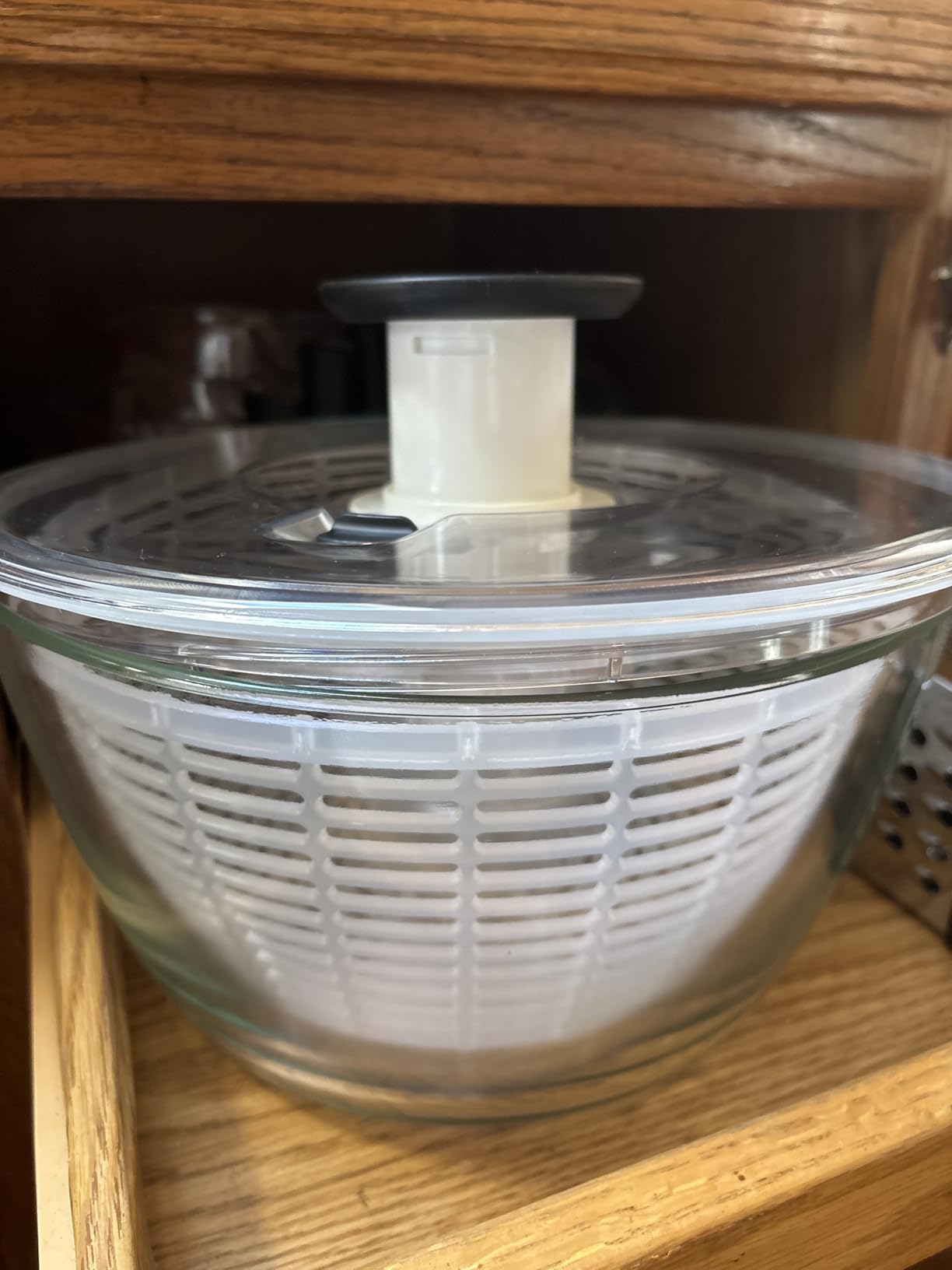 OXO Good Grips Glass Salad Spinner - Large 6.22-Qt with Borosilicate Glass Bowl Customer Review OXO Good Grips Glass Salad Spinner - Large 6.22-Qt with Borosilicate Glass Bowl - Customer Photo 1