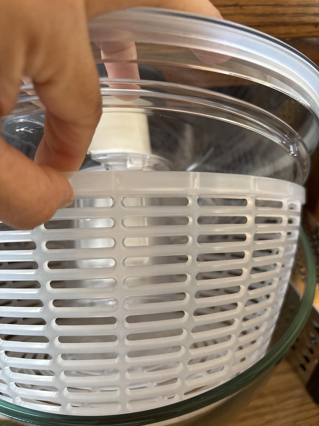 OXO Good Grips Glass Salad Spinner - Large 6.22-Qt with Borosilicate Glass Bowl Customer Review OXO Good Grips Glass Salad Spinner - Large 6.22-Qt with Borosilicate Glass Bowl - Customer Photo 2