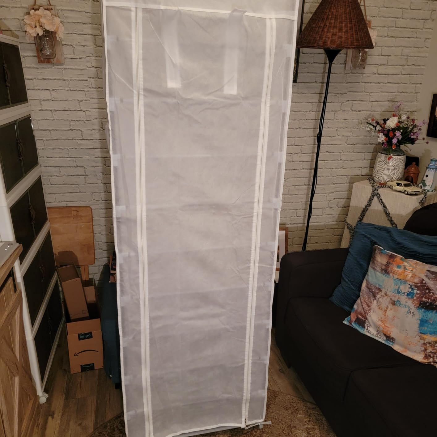 VTRIN Vertical Narrow Shoe Rack Organizer 10 Tier Tall Shoe Shelf Holds 20-22 Pairs with Non-Woven Dustproof Cover for Closet, Entryway Black Customer Review VTRIN Vertical Narrow Shoe Rack Organizer 10 Tier Tall Shoe Shelf Holds 20-22 Pairs with Non-Woven Dustproof Cover for Closet, Entryway Black - Customer Photo 2