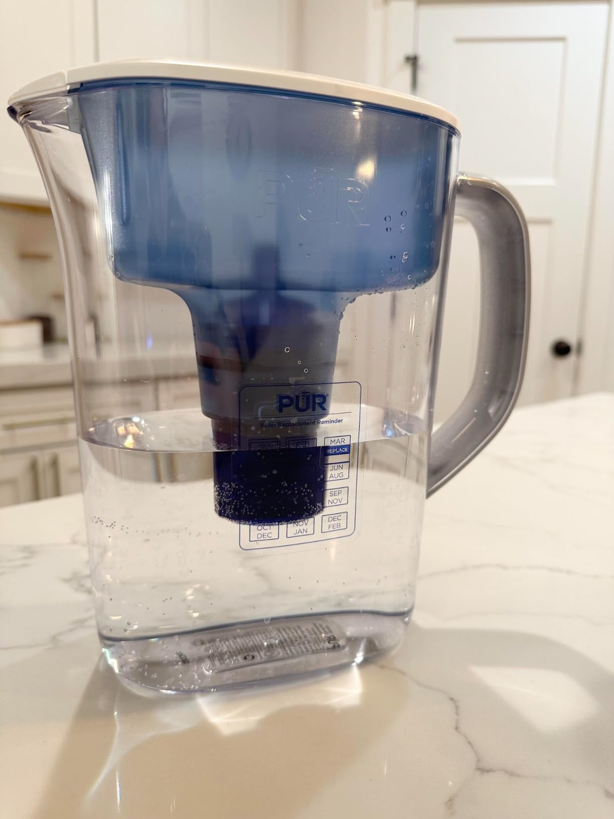 PUR 7-Cup Water Filter Pitcher, Cleaner, Great-Tasting Water, Dishwasher Safe, Powerful, Faster Filtration, LockFit Cap Design - White - Customer Photo 1