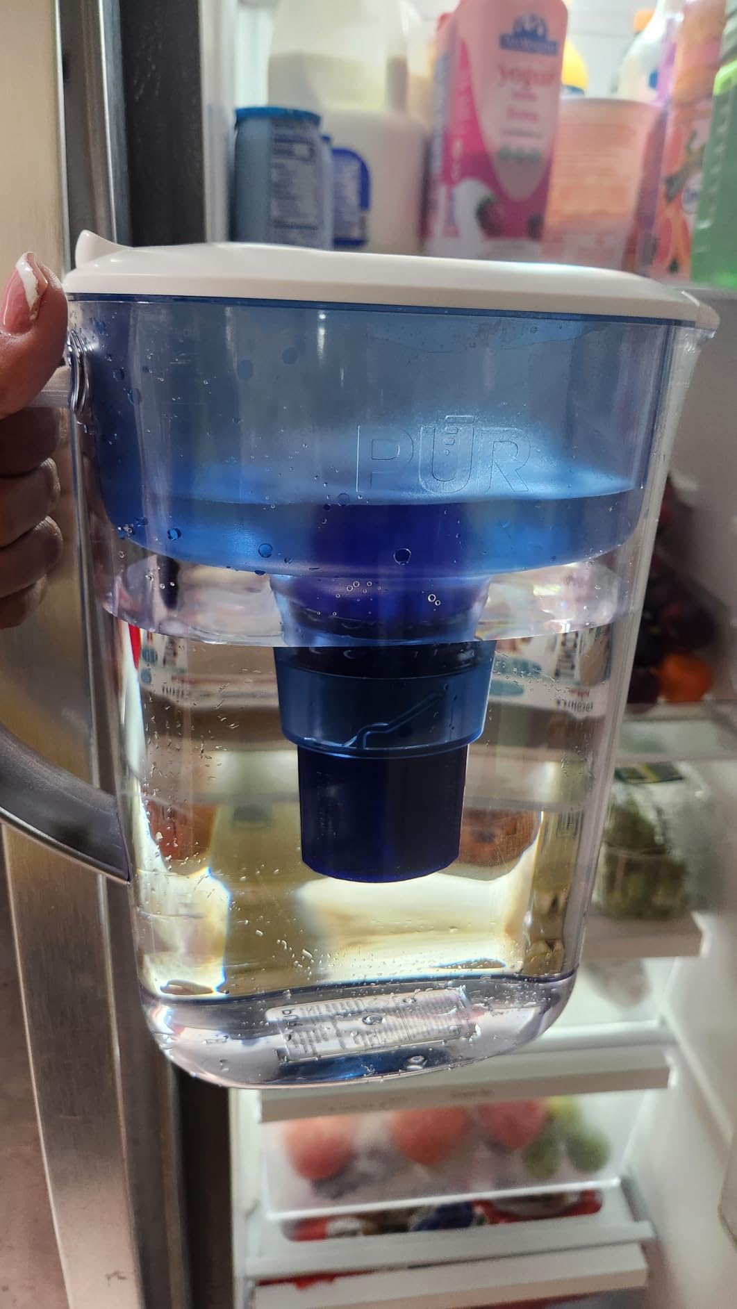 PUR 7-Cup Water Filter Pitcher, Cleaner, Great-Tasting Water, Dishwasher Safe, Powerful, Faster Filtration, LockFit Cap Design - White - Customer Photo 2