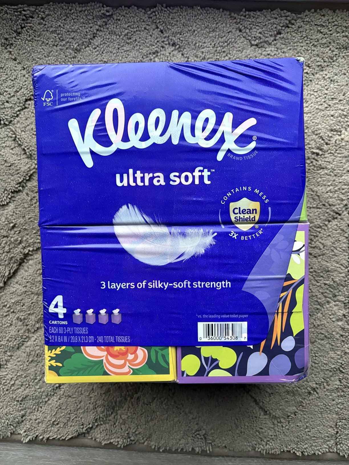 Kleenex Ultra Soft Facial Tissues, 4 Cube Boxes, 60 Tissues per Box, 3-Ply (240 Total), Packaging May Vary - Customer Photo 2