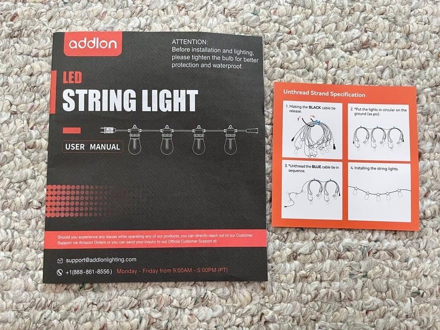 addlon 50FT LED Outdoor String Lights with Edison Shatterproof Bulbs, Weatherproof Strand, Commercial Grade Patio Lights, Decorative for Garden or Patio, Black - Customer Photo 1
