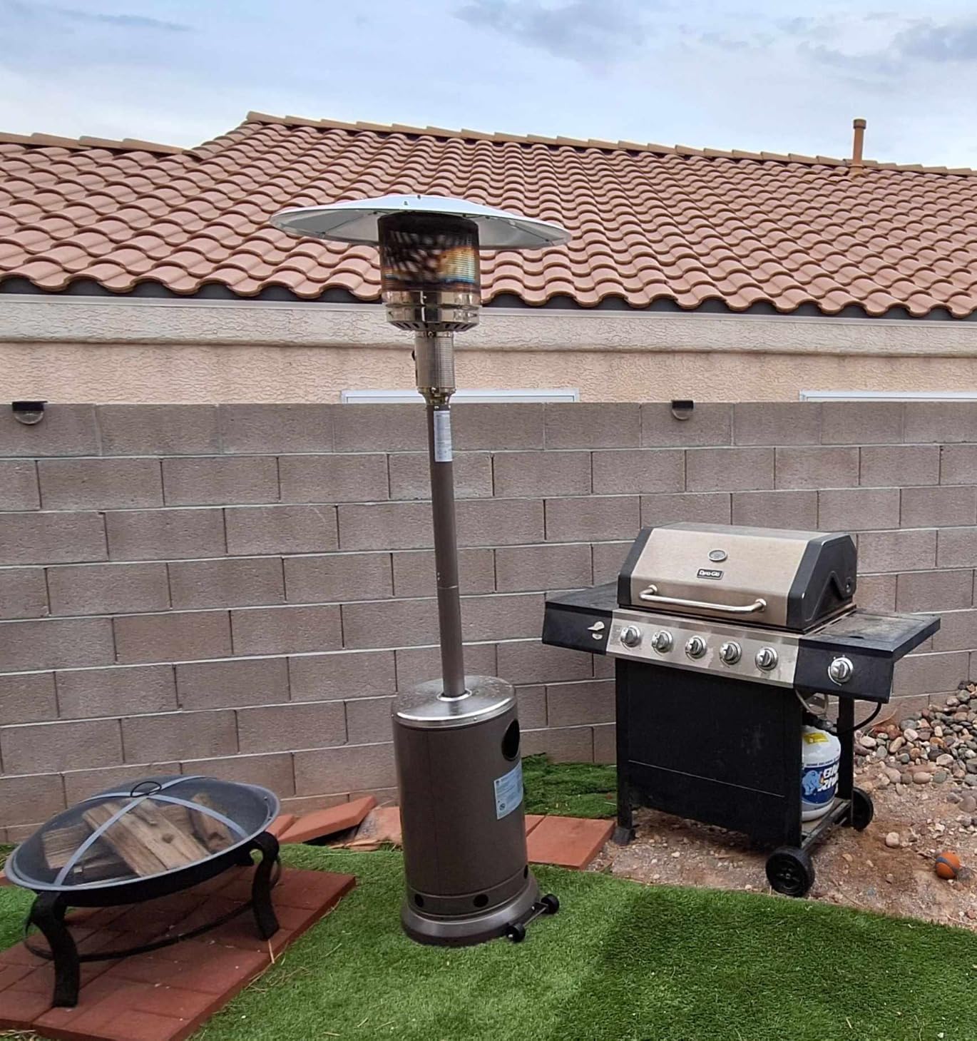 Hykolity 50,000 BTU Patio Heater with Sand Box, Table Design, Double-Layer Stainless Steel Burner, Wheels, Tip-over Protection System, Outdoor Heater for Home and Residential, Brown - Customer Photo 1