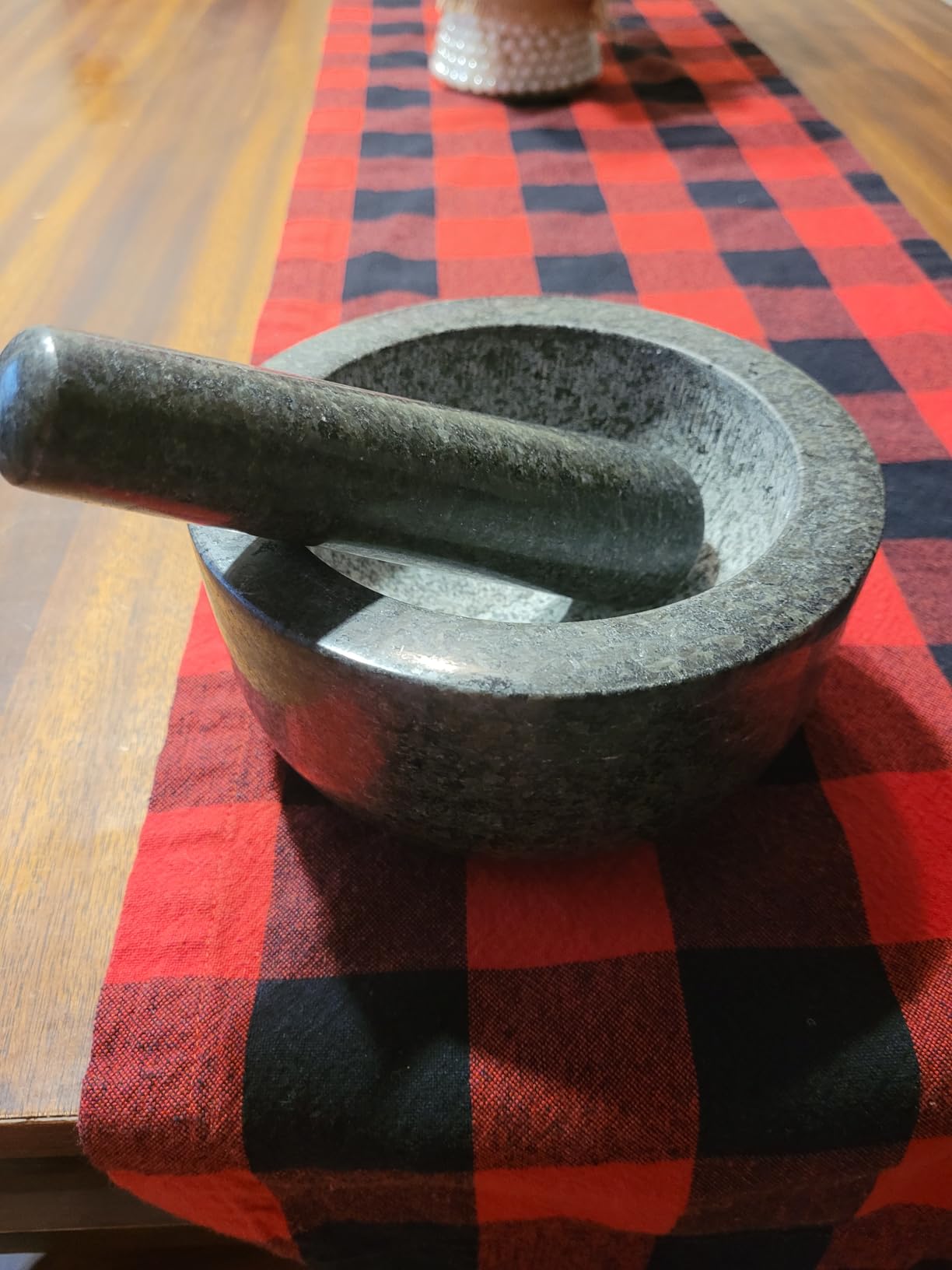 Priority Chef Heavy Duty Mortar and Pestle Set, 1.5 Cup, 100% Granite, Non Slip Base, Make Fresh Guacamole, Salsa, Pesto, Stone Grinder Bowl, Herb Crusher, Spice Grinder, 5.5 Inch - Black - Customer Photo 5