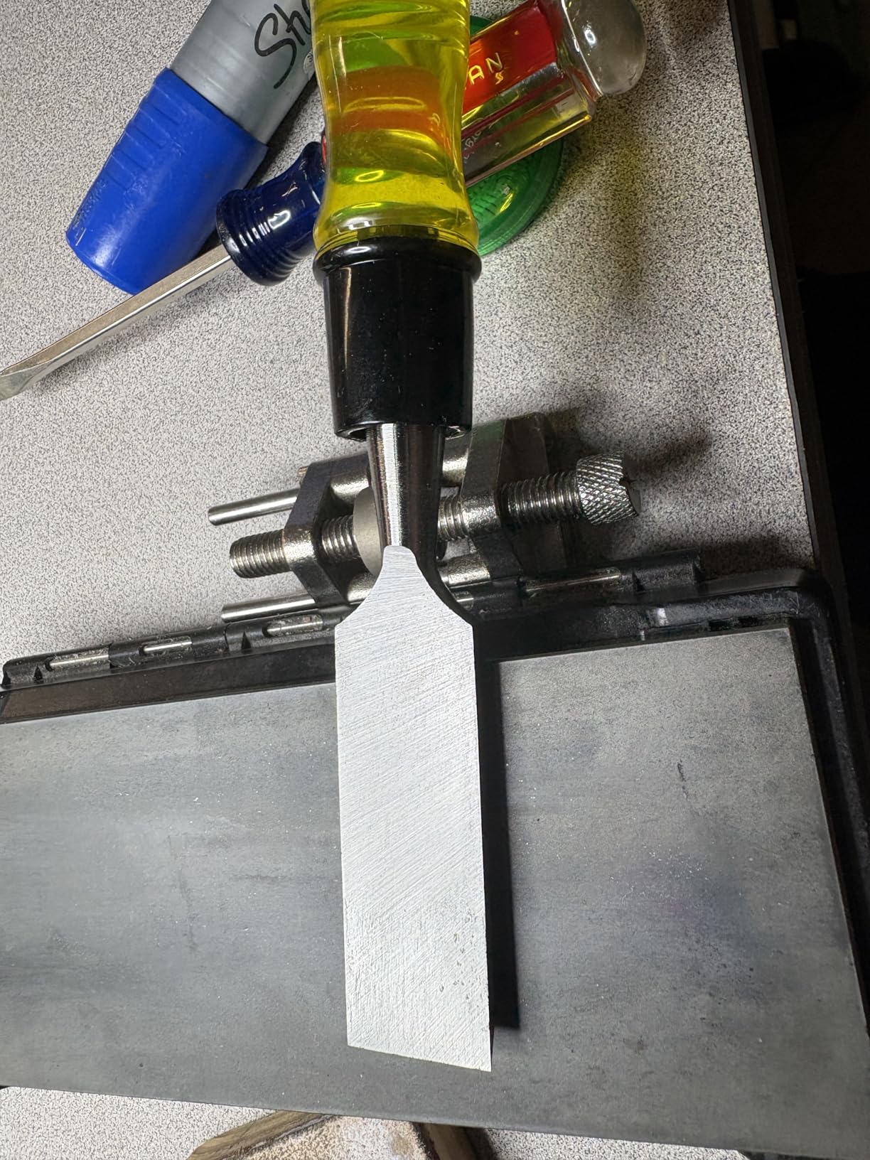HURRICANE 4 Piece Wood Chisel Set for Woodworking. CR-V Steel Beveled Edge Blades with Safety Caps. Extra Large Grip, Impact-Resistant PVC Handle Chisels (1/4 HURRICANE 4 Piece Wood Chisel Set for Woodworking. CR-V Steel Beveled Edge Blades with Safety Caps. Extra Large Grip, Impact-Resistant PVC Handle Chisels (1/4