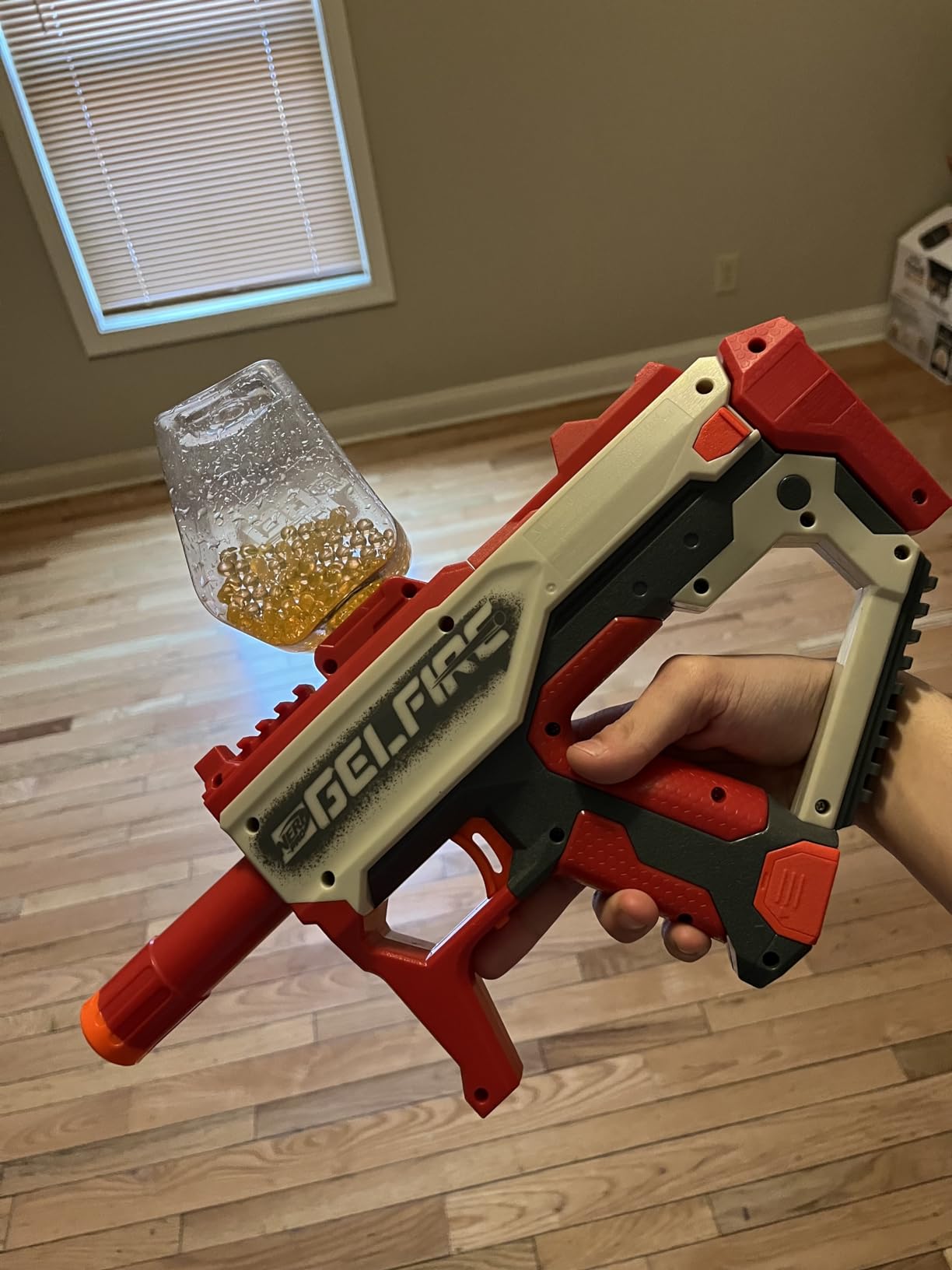 Nerf Pro Gelfire Mythic Full Auto Blaster & 10,000 Gelfire Rounds, 800 Round Hopper, Rechargeable Battery, Eyewear, Ages 14 & Up Customer Review Nerf Pro Gelfire Mythic Full Auto Blaster & 10,000 Gelfire Rounds, 800 Round Hopper, Rechargeable Battery, Eyewear, Ages 14 & Up - Customer Photo 2