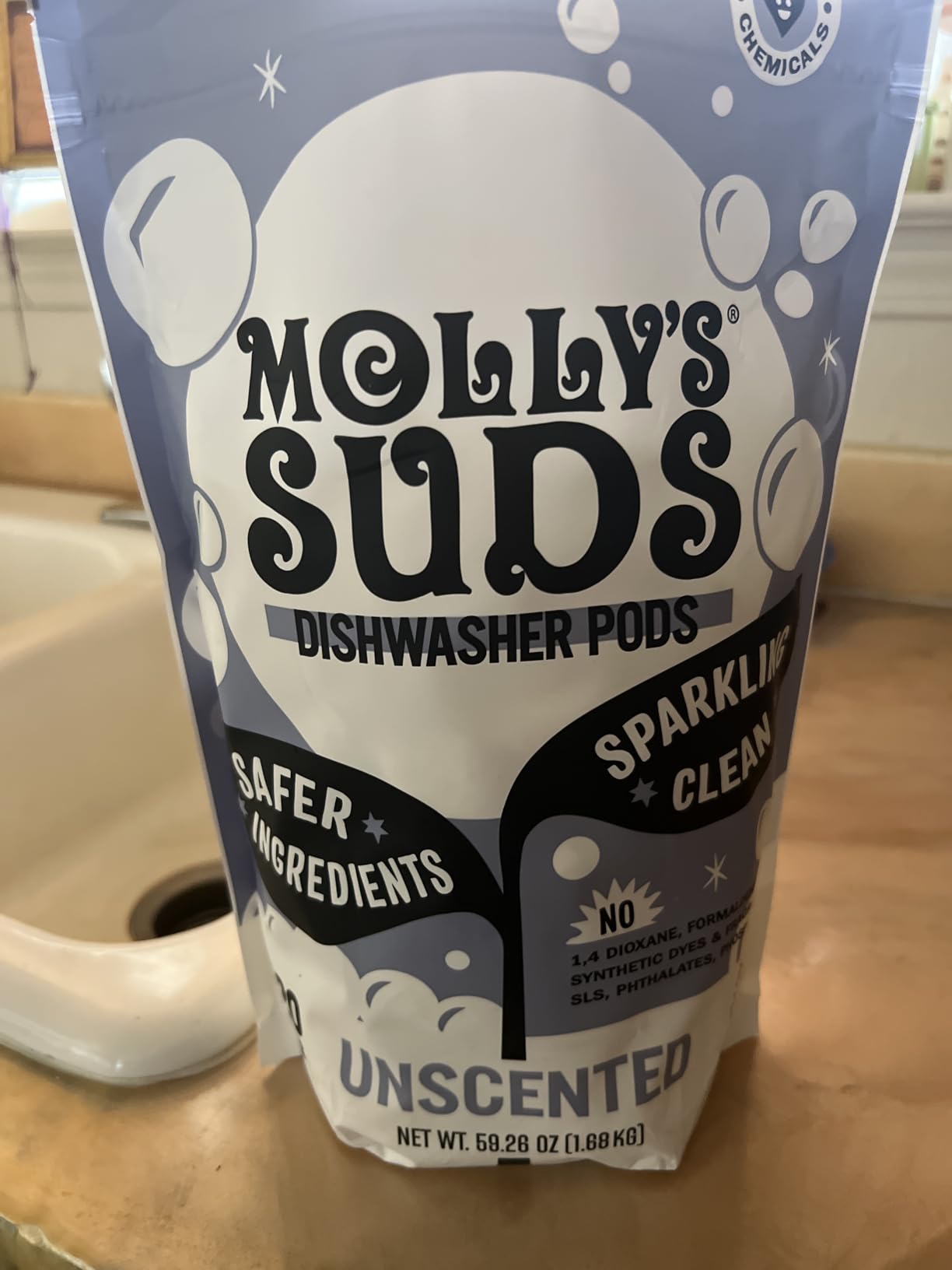 Molly's Suds Dishwasher Pods | Clean Dishwasher Detergent, Cuts Grease & Rinses Clean (Residue-Free) for Sparkling Dishes | 60 Auto-Release Tabs (Unscented) - Customer Photo 2