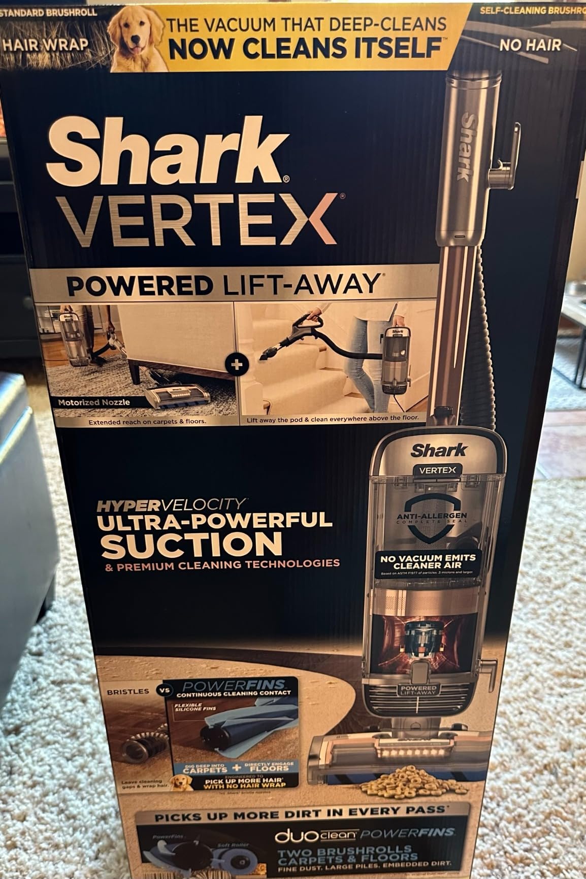 Shark Upright Vacuum, Stratos with DuoClean PowerFins, HairPro, Powered Lift-Away, Self-Cleaning Brushroll, & Odor Neutralizer Technology, Navy, AZ3002 - Customer Photo 2
